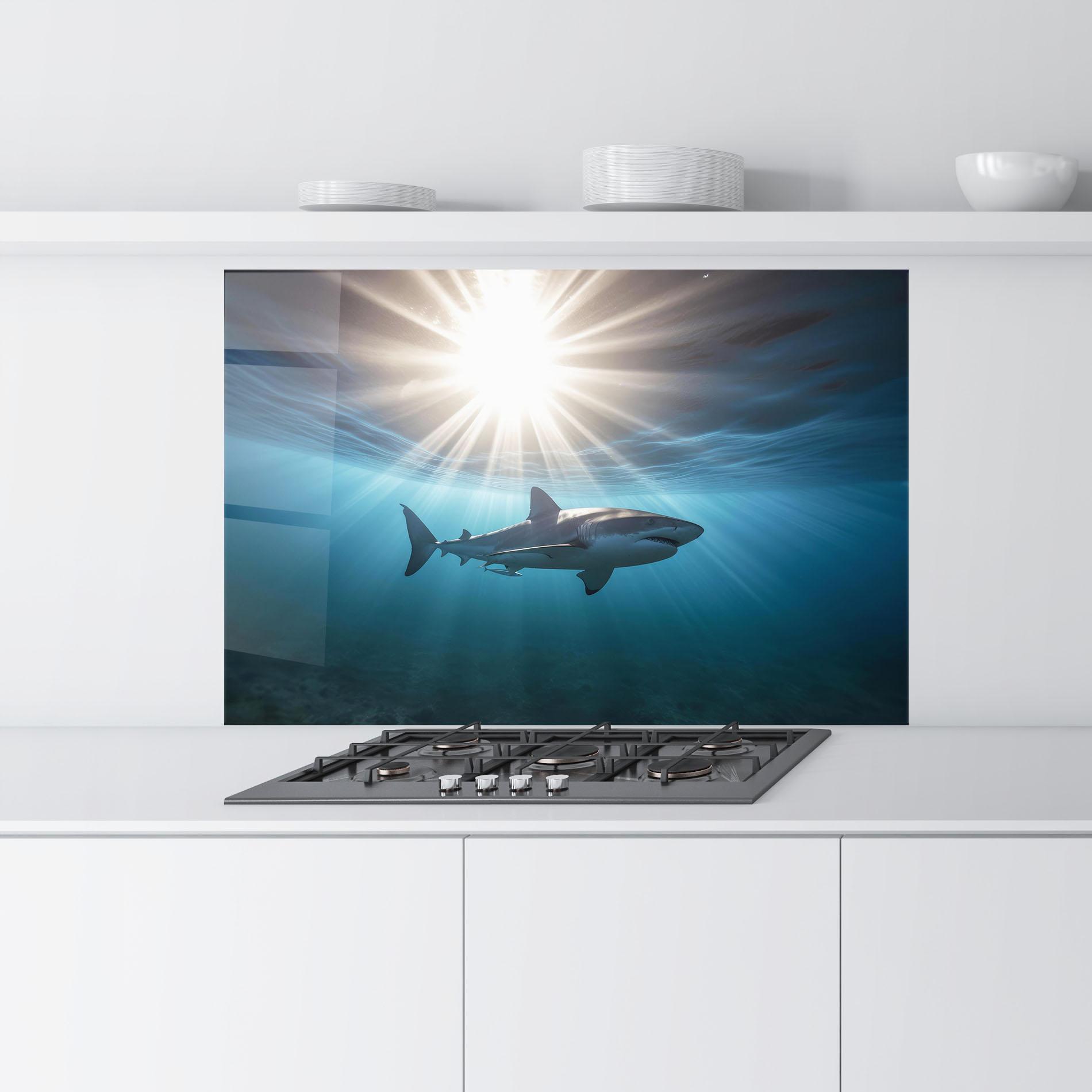 Küchenrückwand Glas Big Shark mockup 9