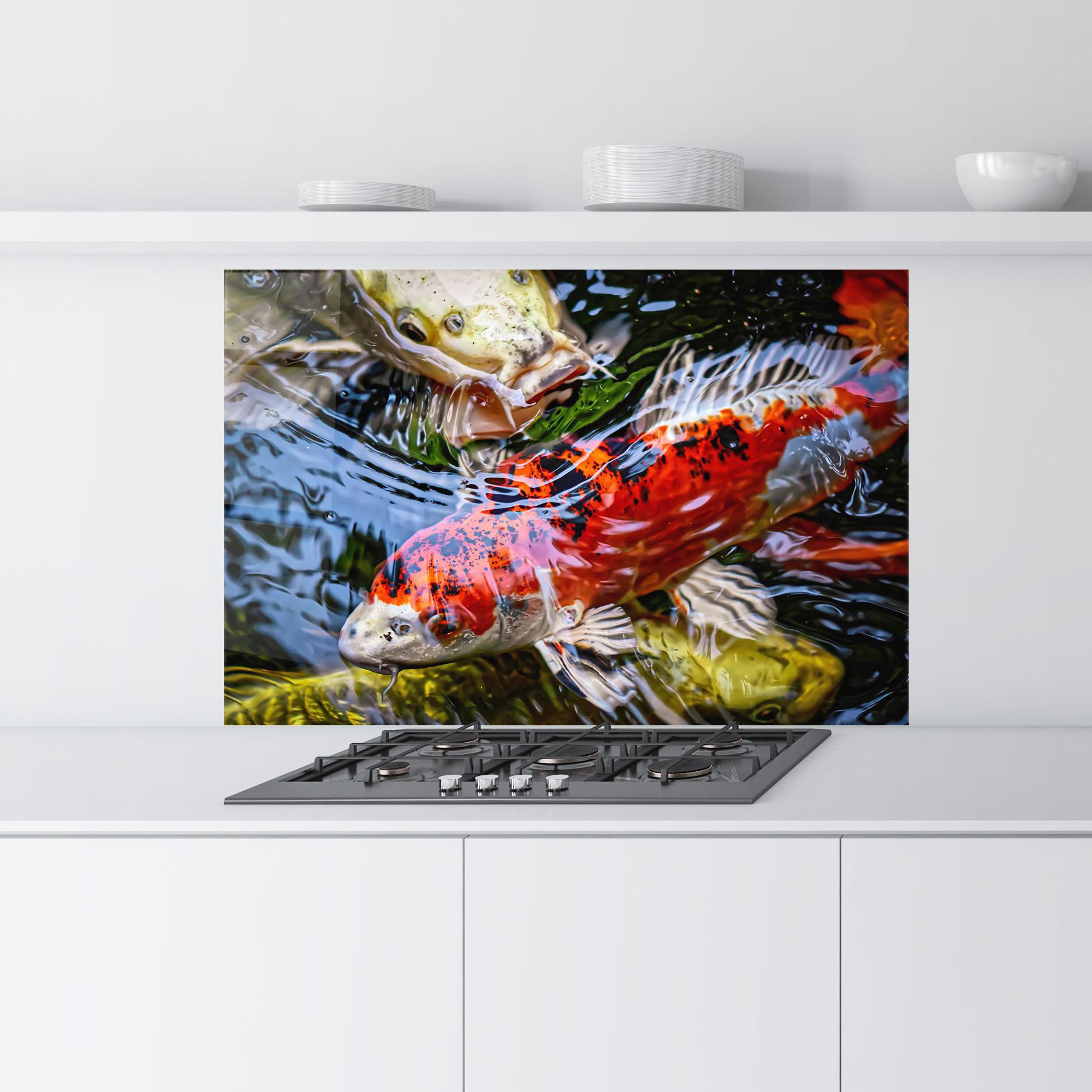 Küchenrückwand Glas Koi mockup 9