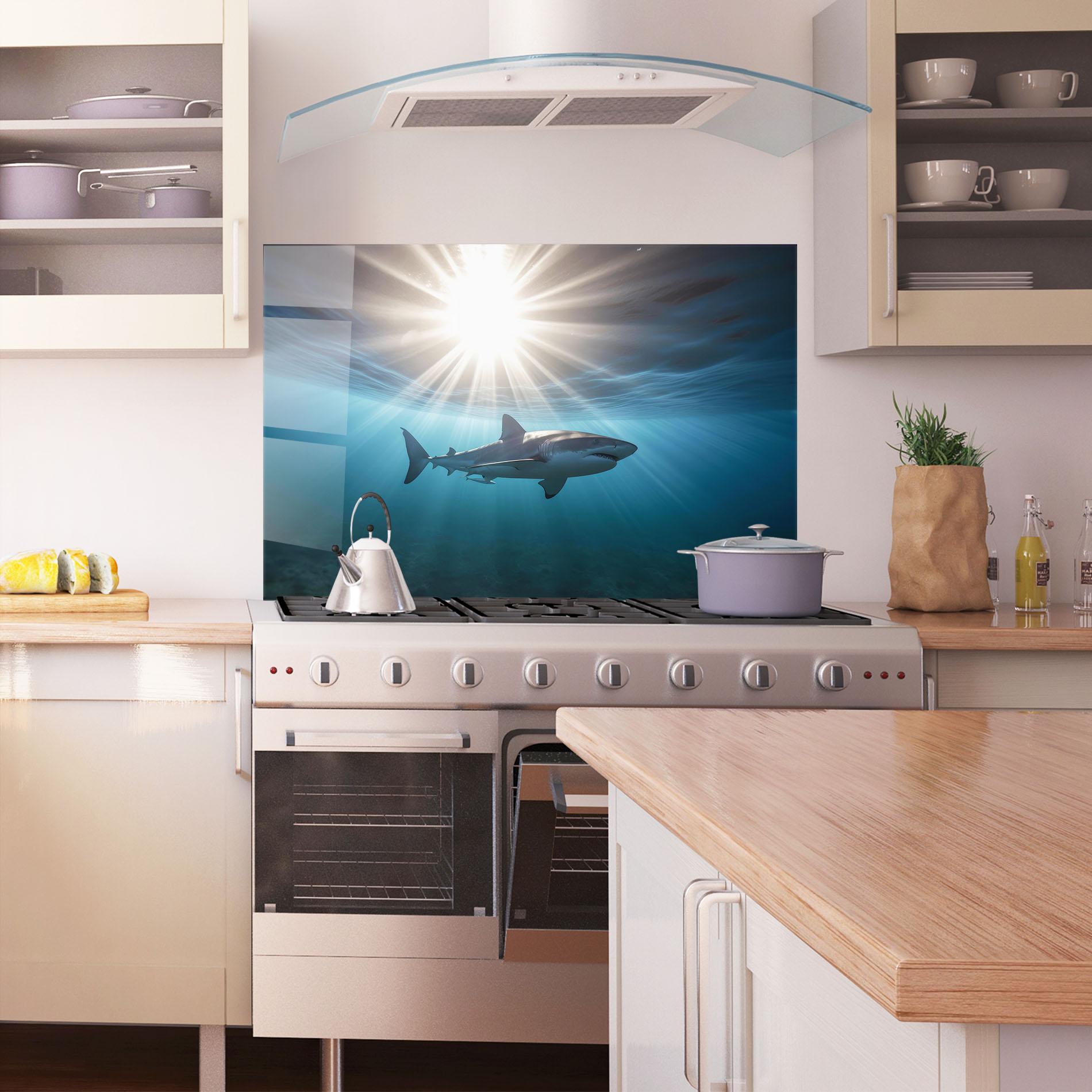 Küchenrückwand Glas Big Shark mockup 1