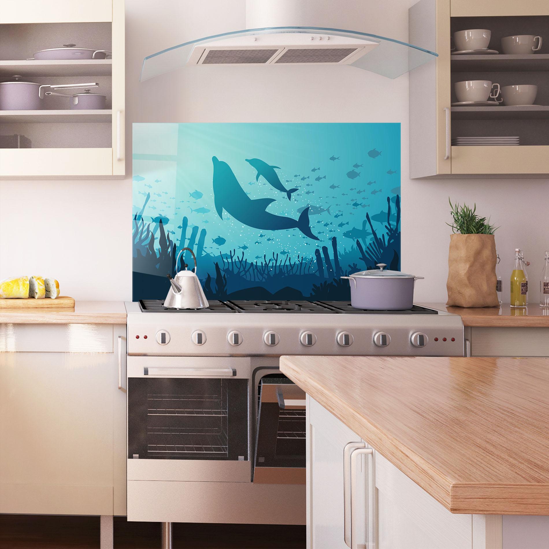 Küchenrückwand Glas Blue Ocean mockup 1