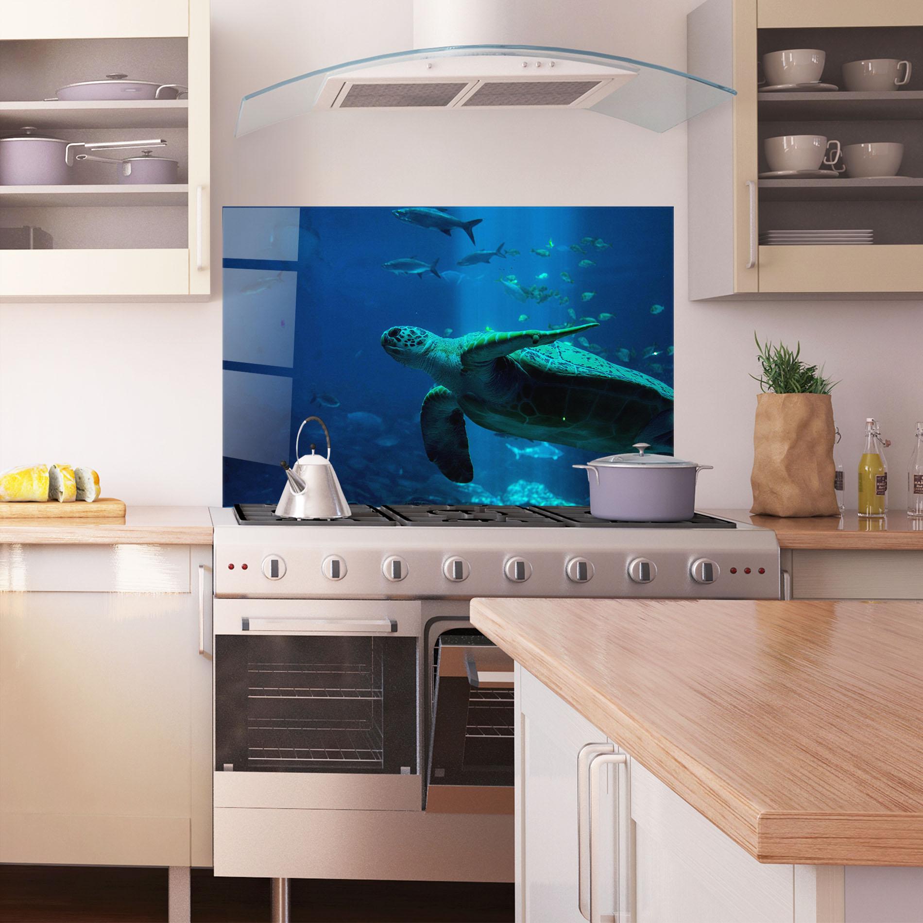 Küchenrückwand Glas Green Turtule mockup 1