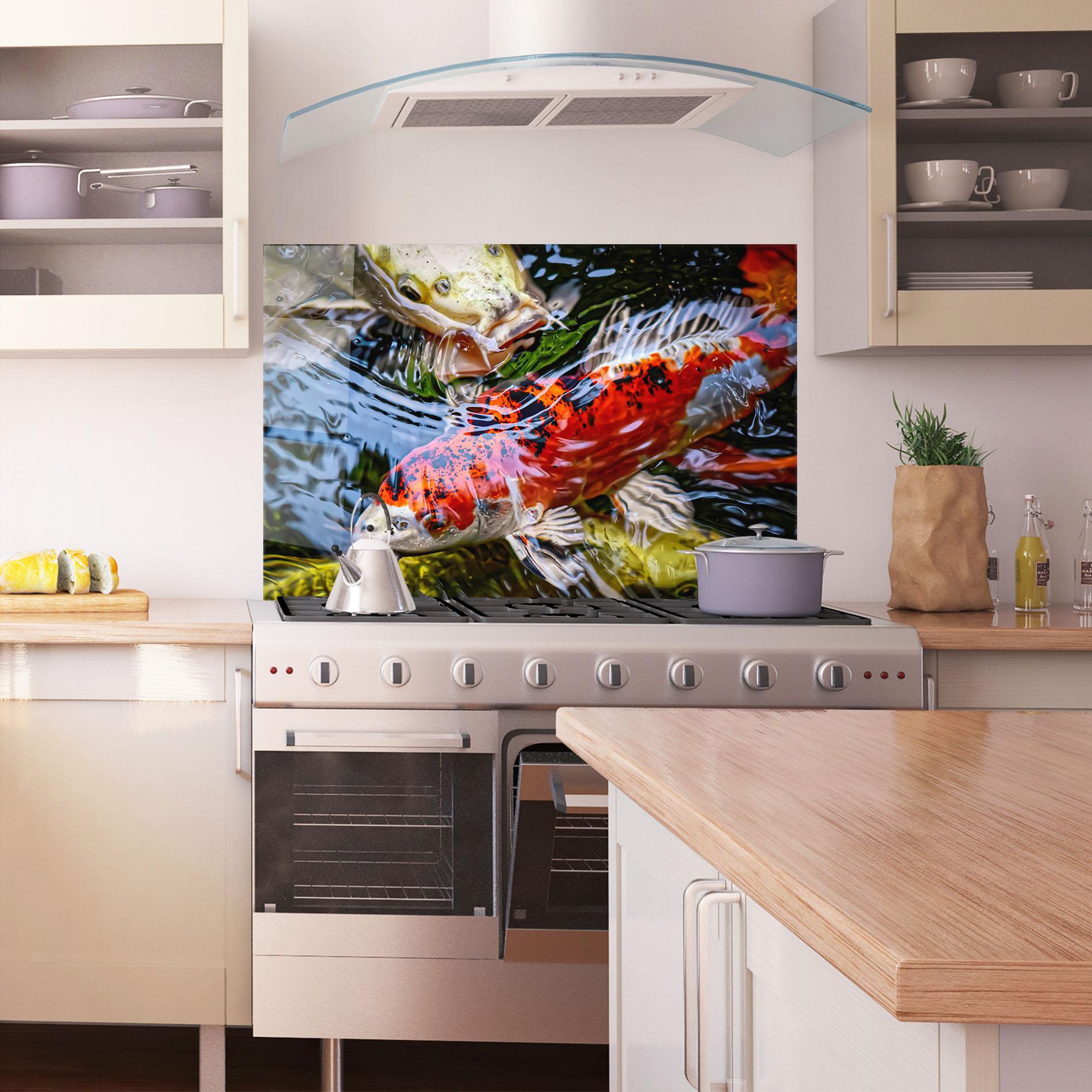 Küchenrückwand Glas Koi mockup 1