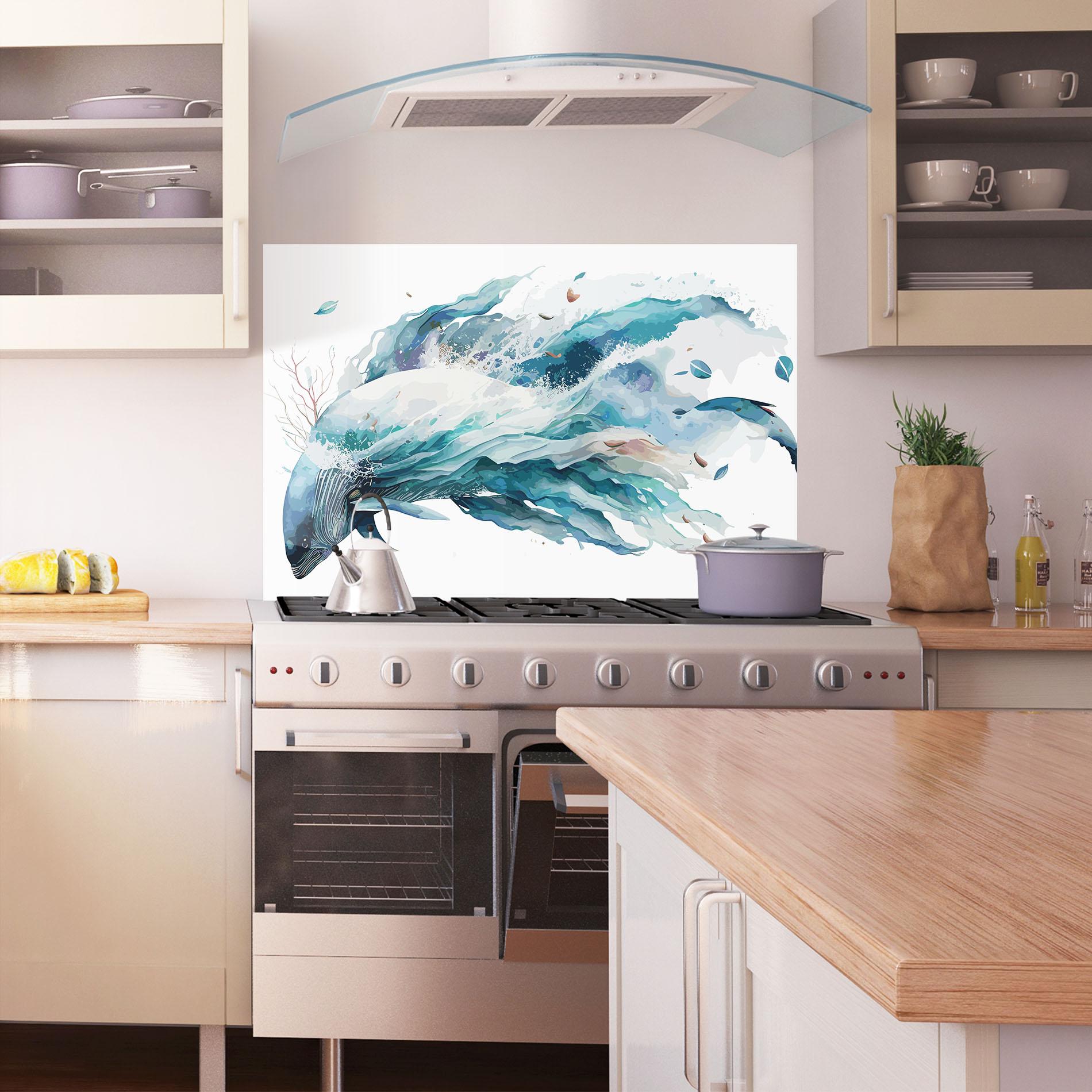 Küchenrückwand Glas Pretty Blue Fish mockup 1