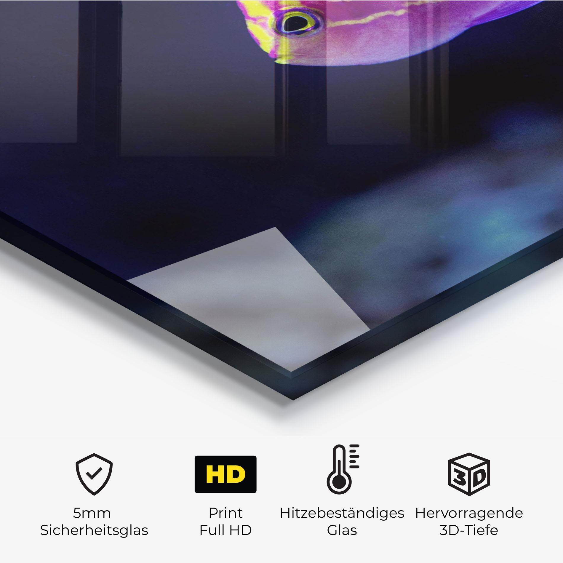 Küchenrückwand Glas Angry Pink Fish mockup 2