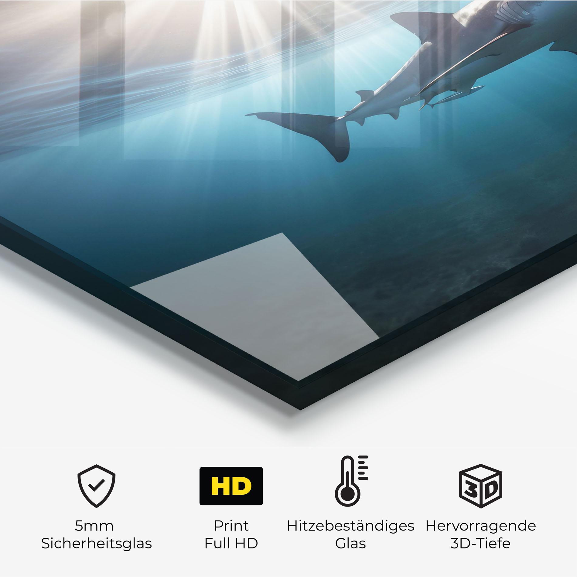 Küchenrückwand Glas Big Shark mockup 2