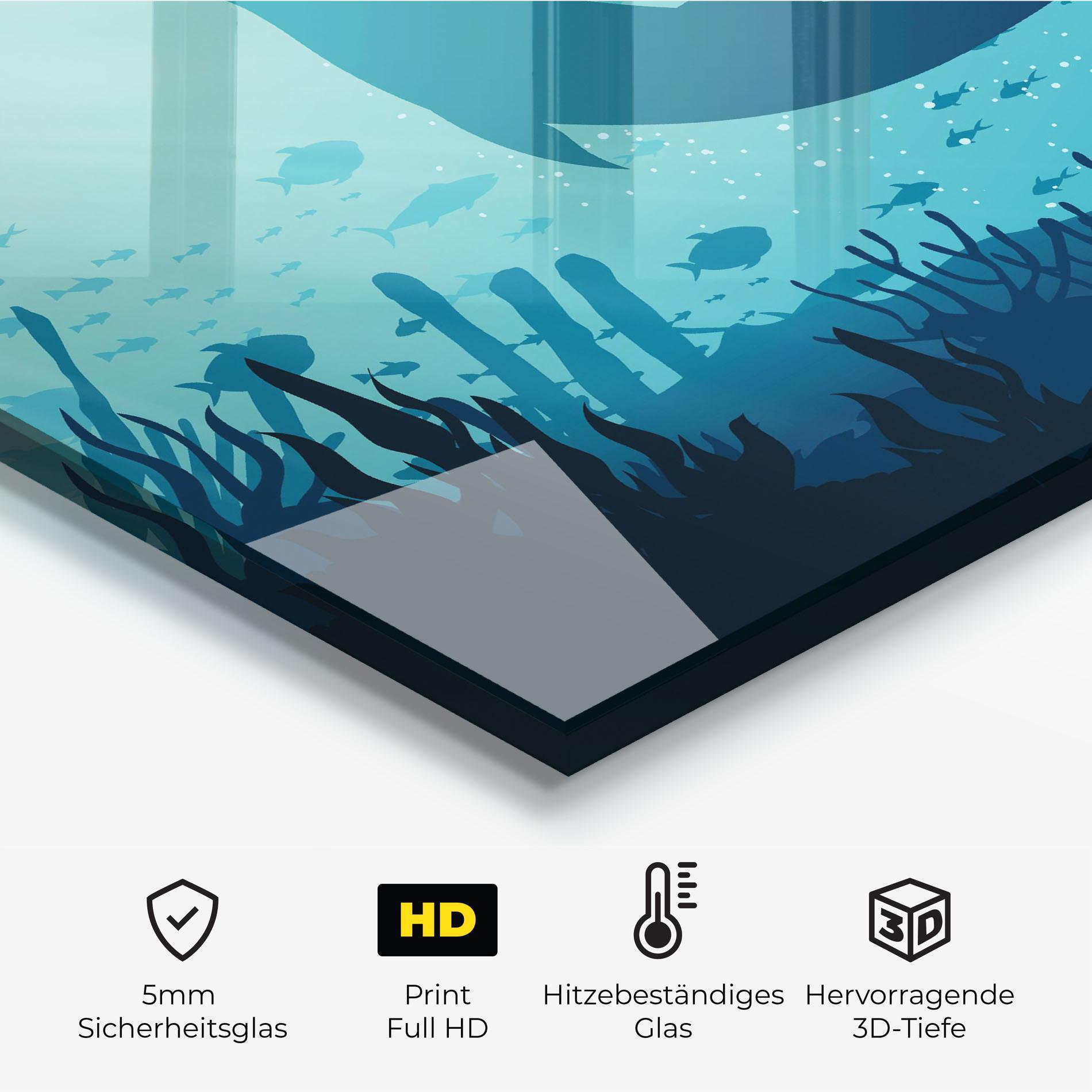 Küchenrückwand Glas Blue Ocean mockup 2