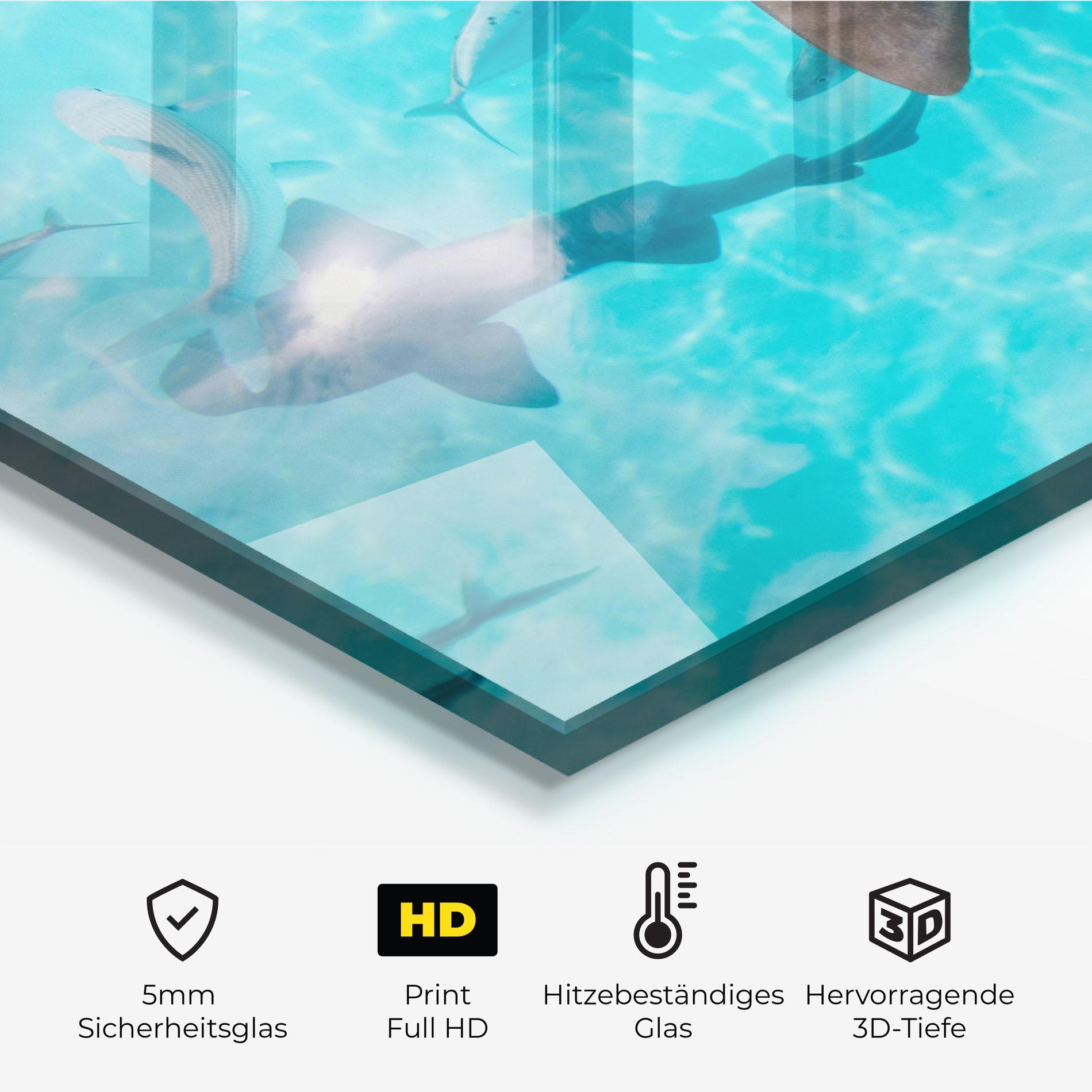 Küchenrückwand Glas Cute Shark mockup 2