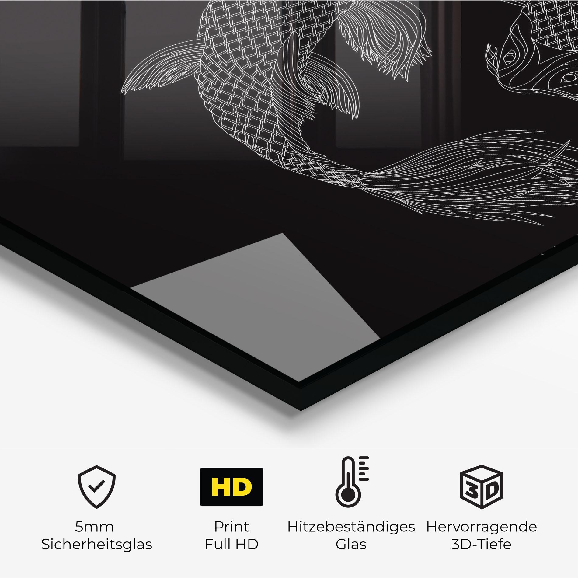 Küchenrückwand Glas Feng Shui Fish mockup 2