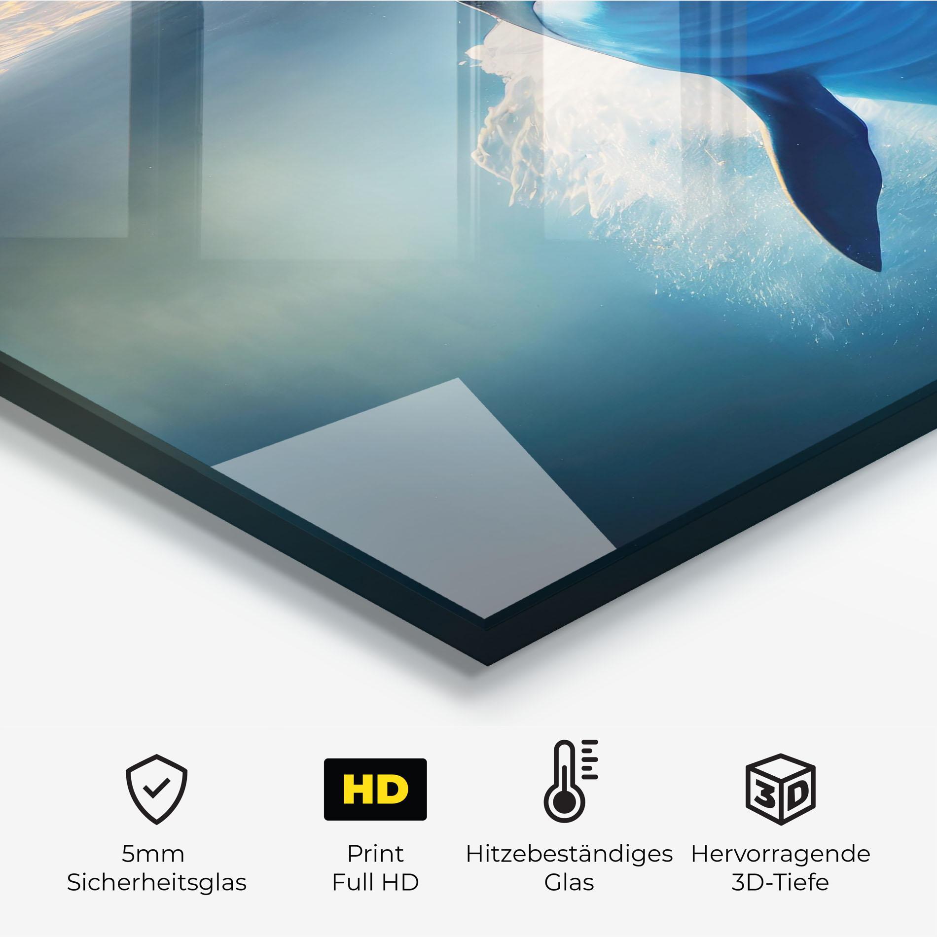 Küchenrückwand Glas Happy Dolphin mockup 2