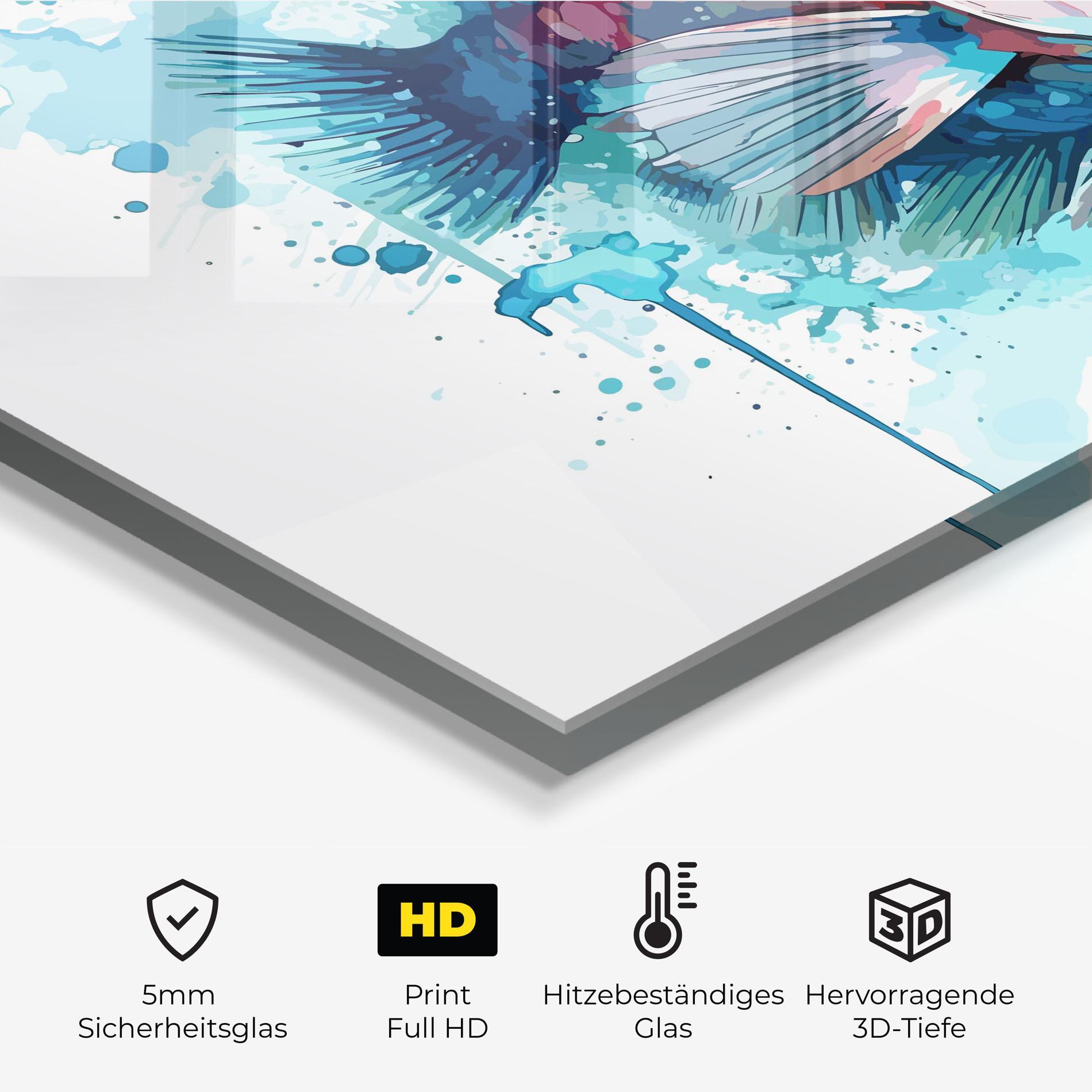 Küchenrückwand Glas Watercolor Fish mockup 2