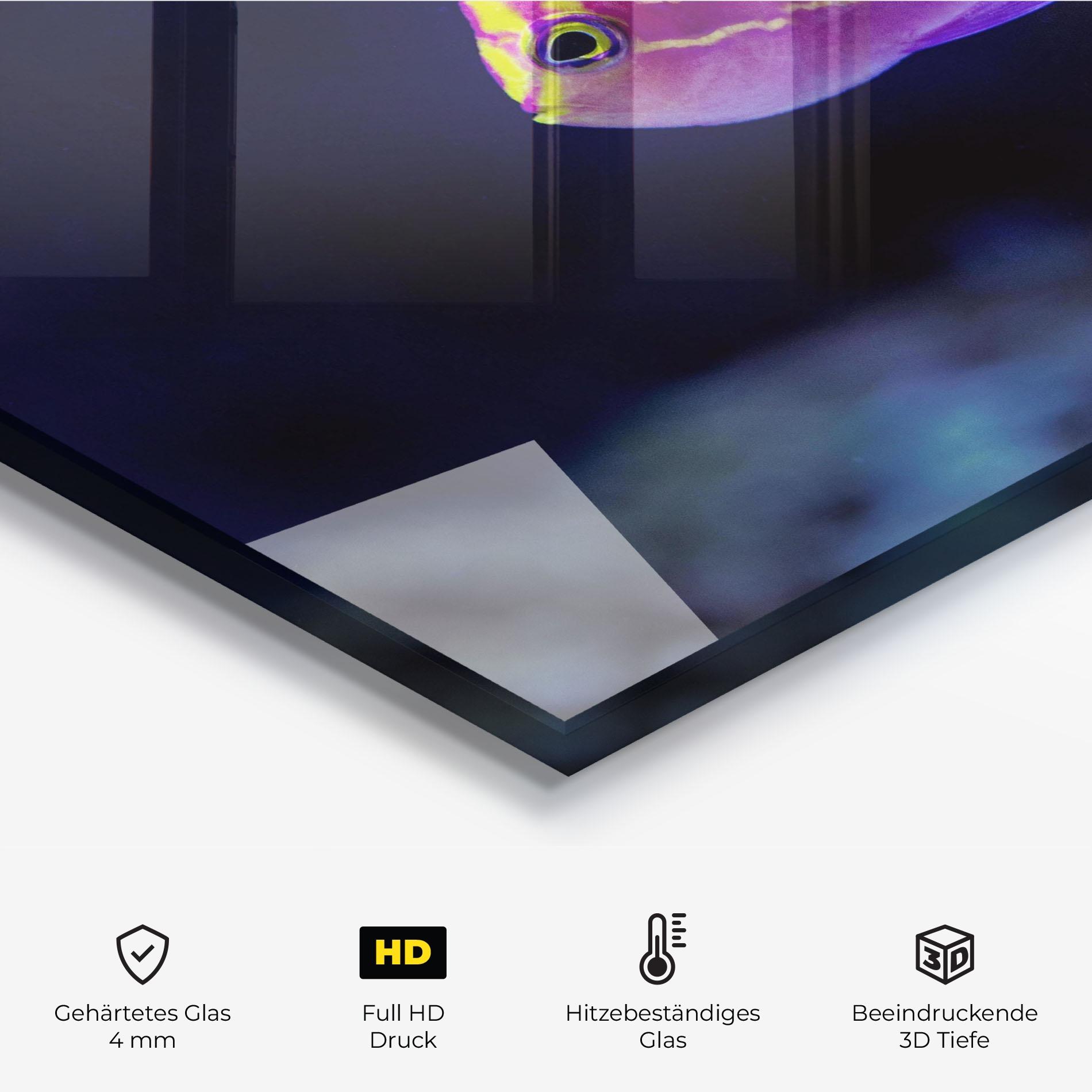 Küchenrückwand Glas Angry Pink Fish mockup 2