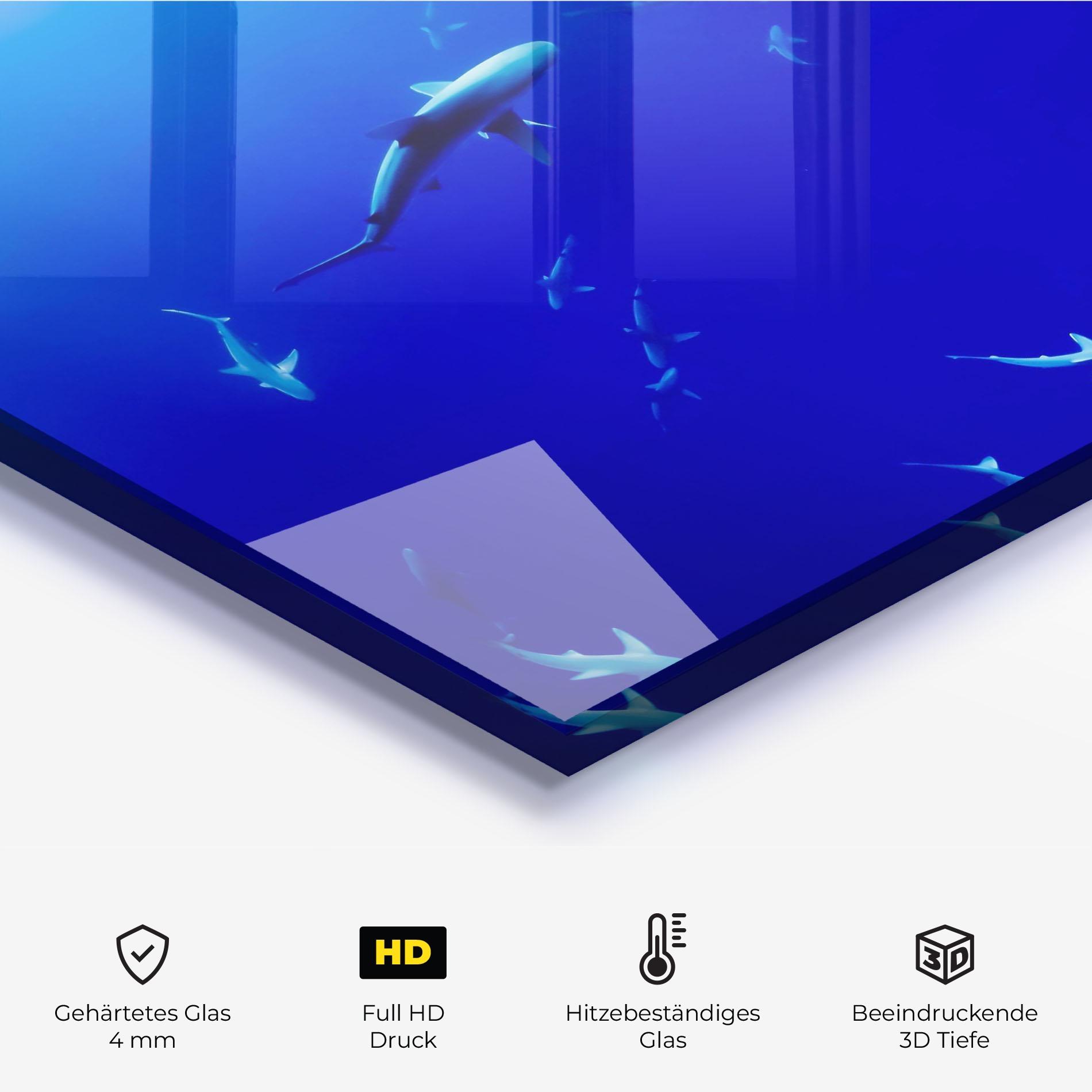 Küchenrückwand Glas Baby Sharks mockup 2