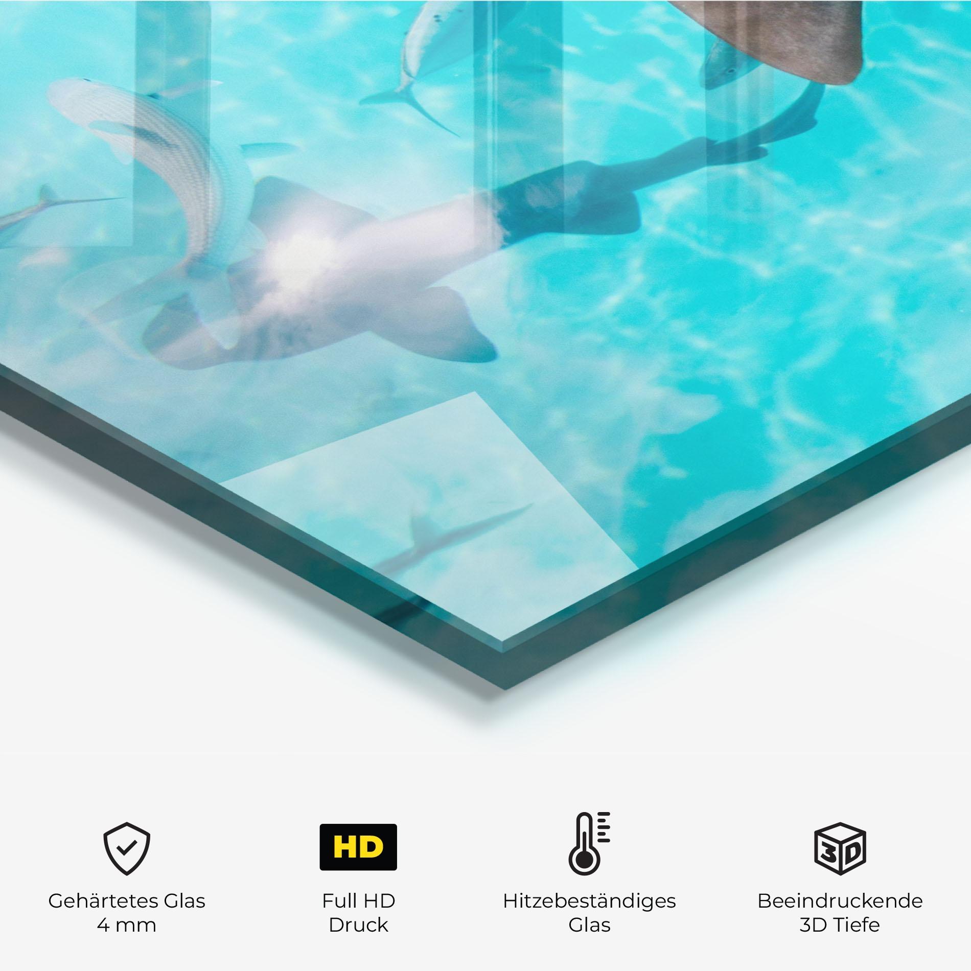 Küchenrückwand Glas Cute Shark mockup 2