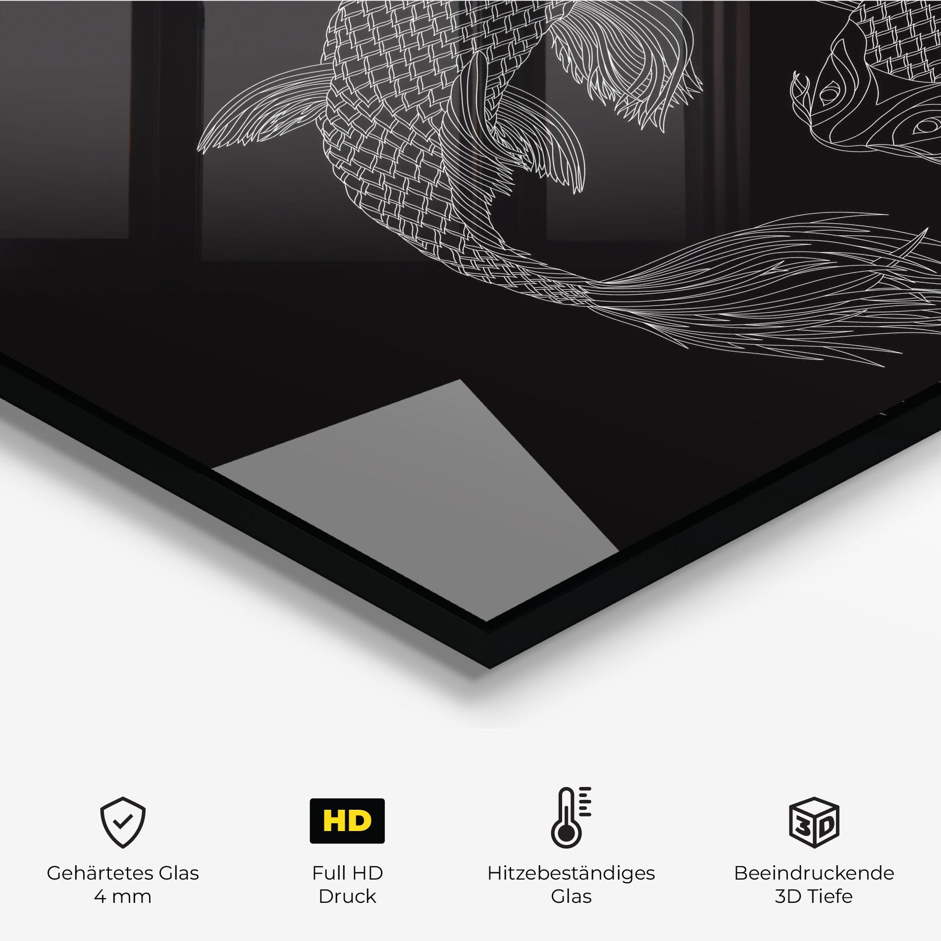 Küchenrückwand Glas Feng Shui Fish mockup 2