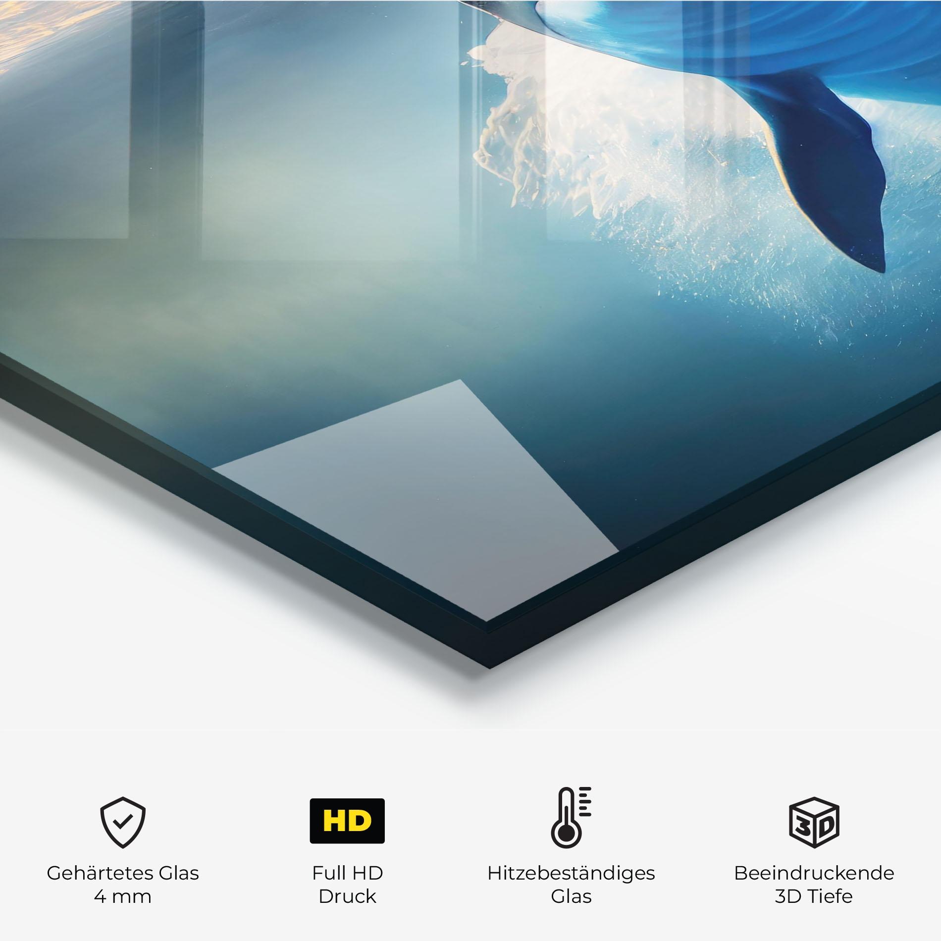 Küchenrückwand Glas Happy Dolphin mockup 2