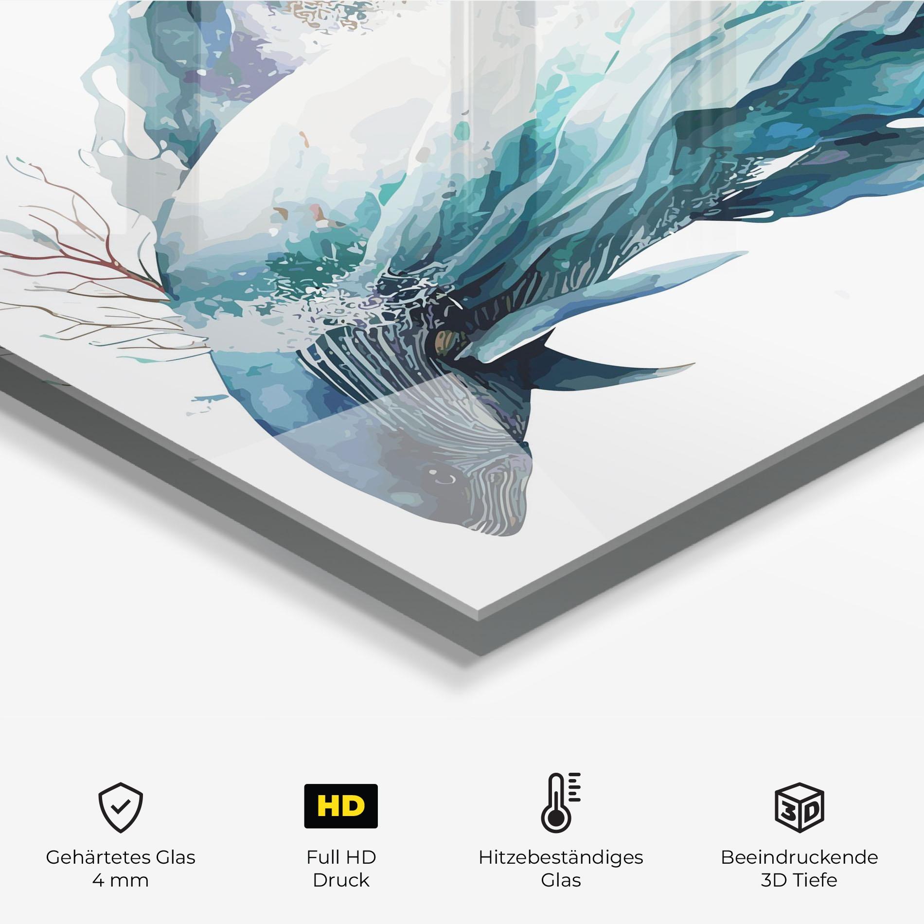 Küchenrückwand Glas Pretty Blue Fish mockup 2