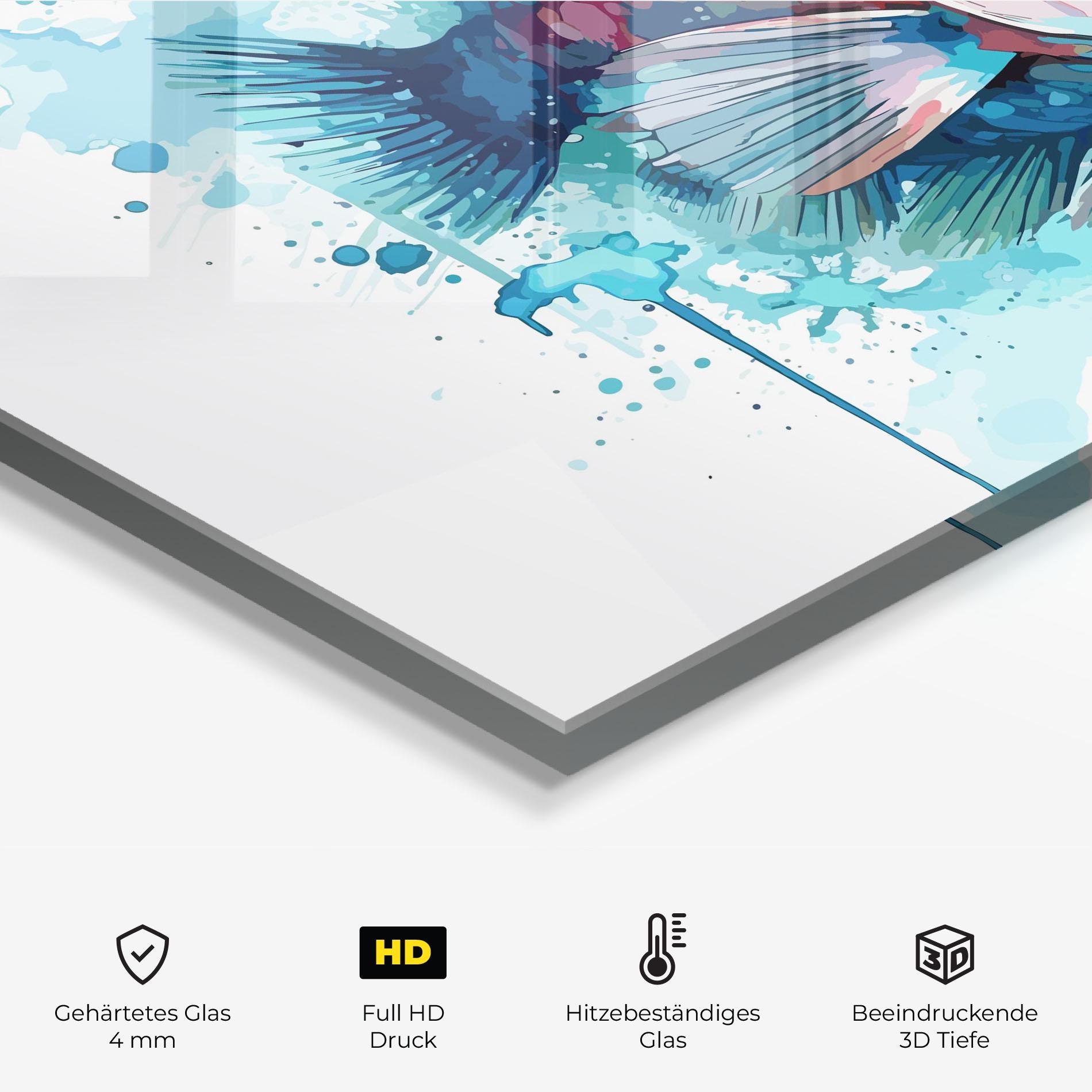 Küchenrückwand Glas Watercolor Fish mockup 2