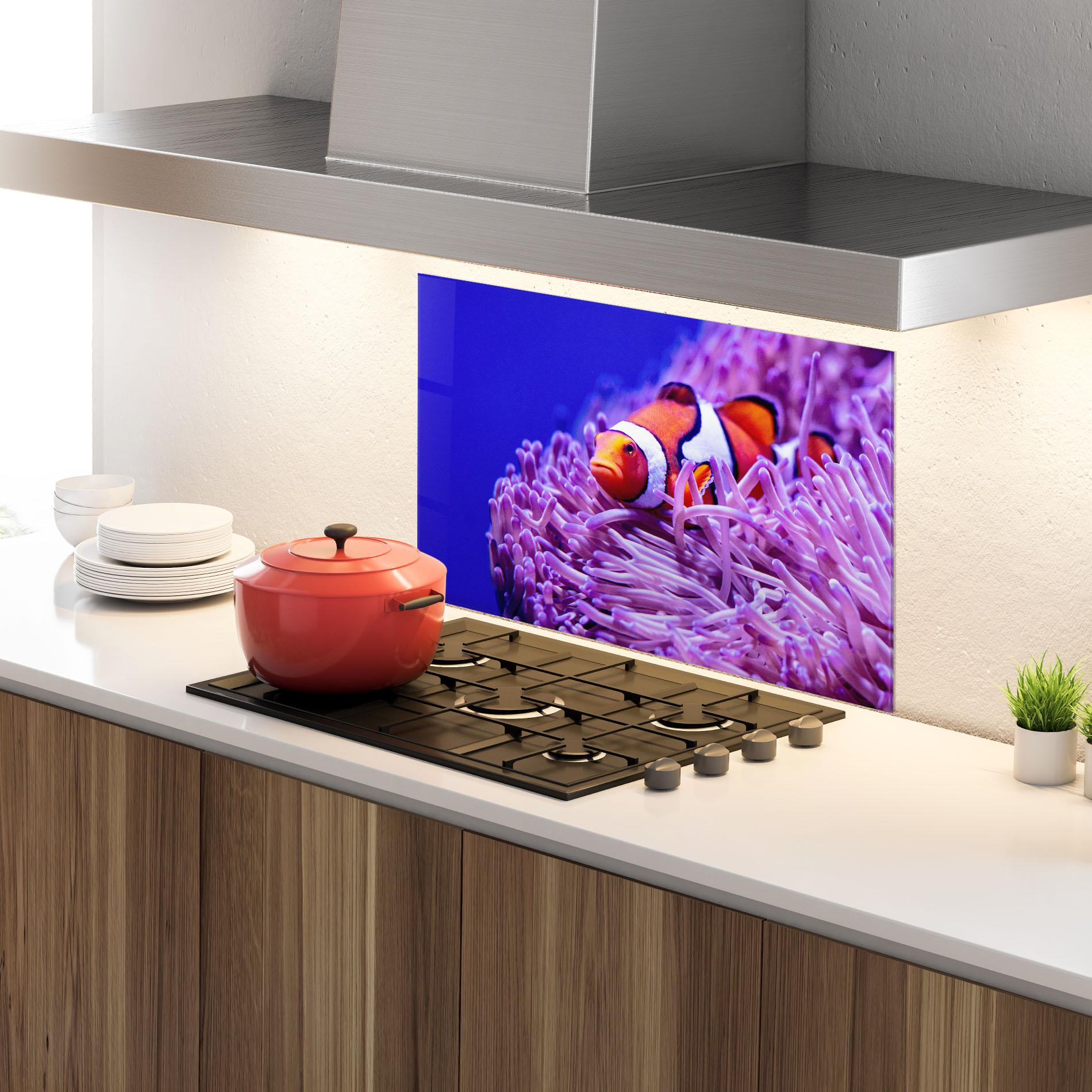 Küchenrückwand Glas Angry Nemo mockup 4