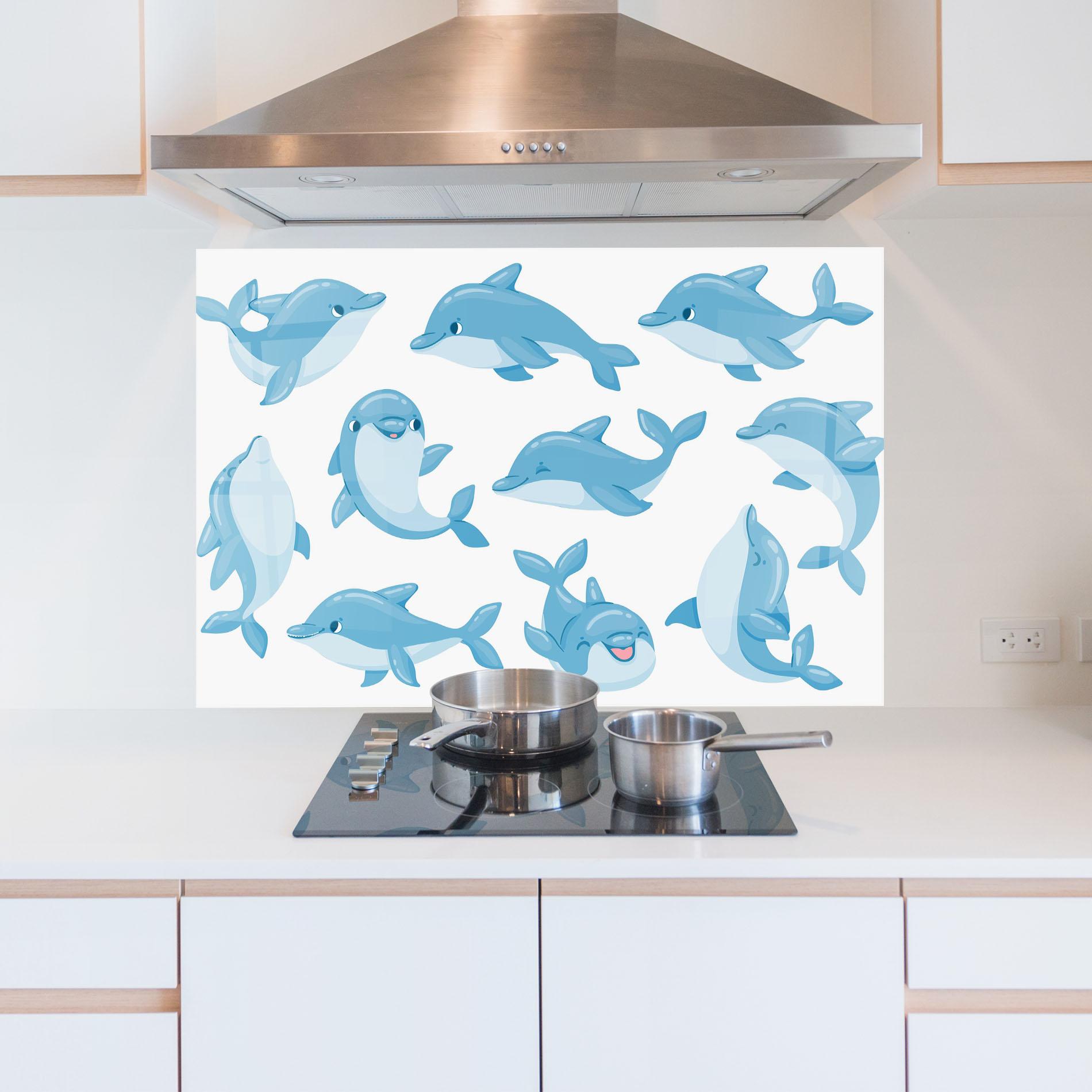 Küchenrückwand Glas Dolphin mockup 5