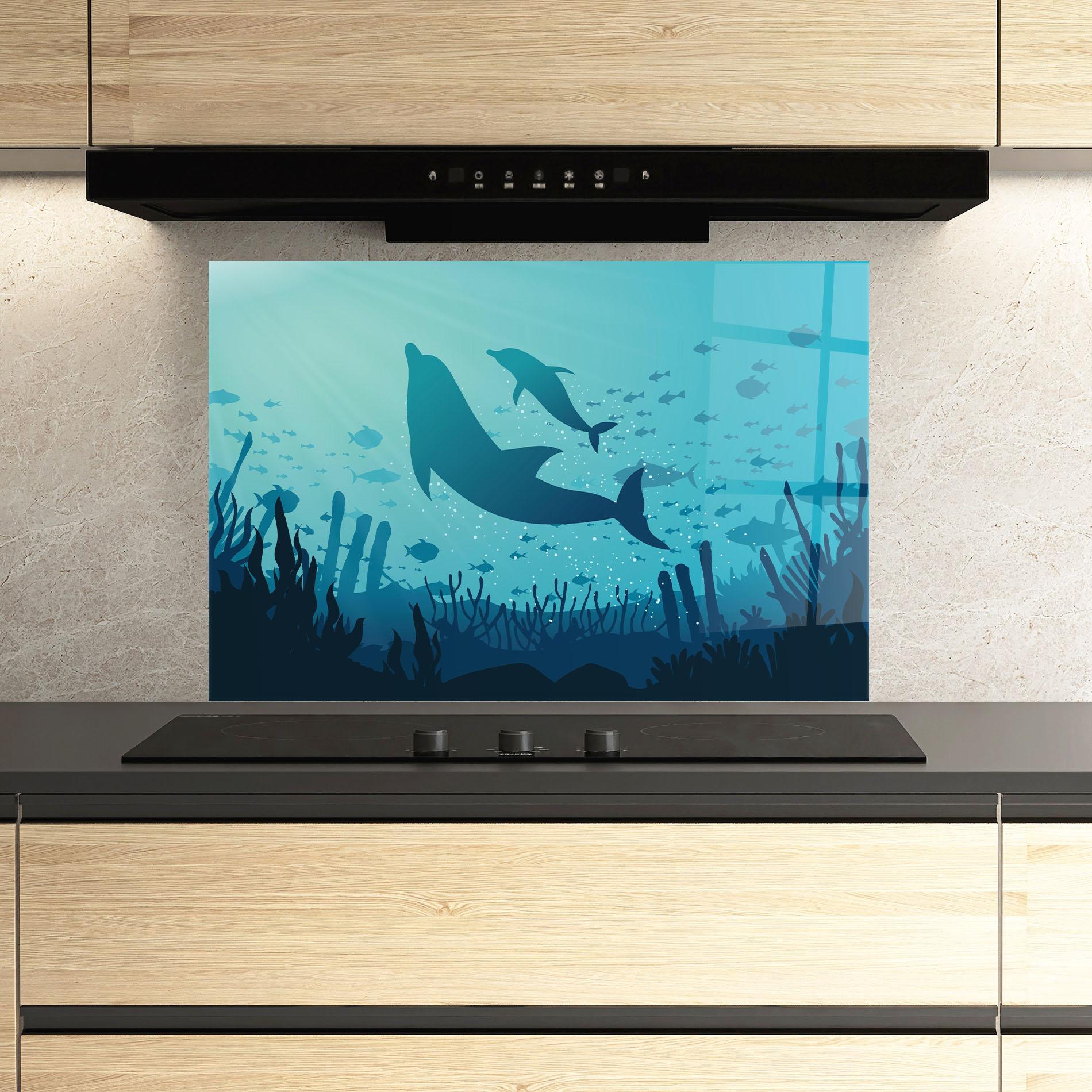 Küchenrückwand Glas Blue Ocean mockup 3