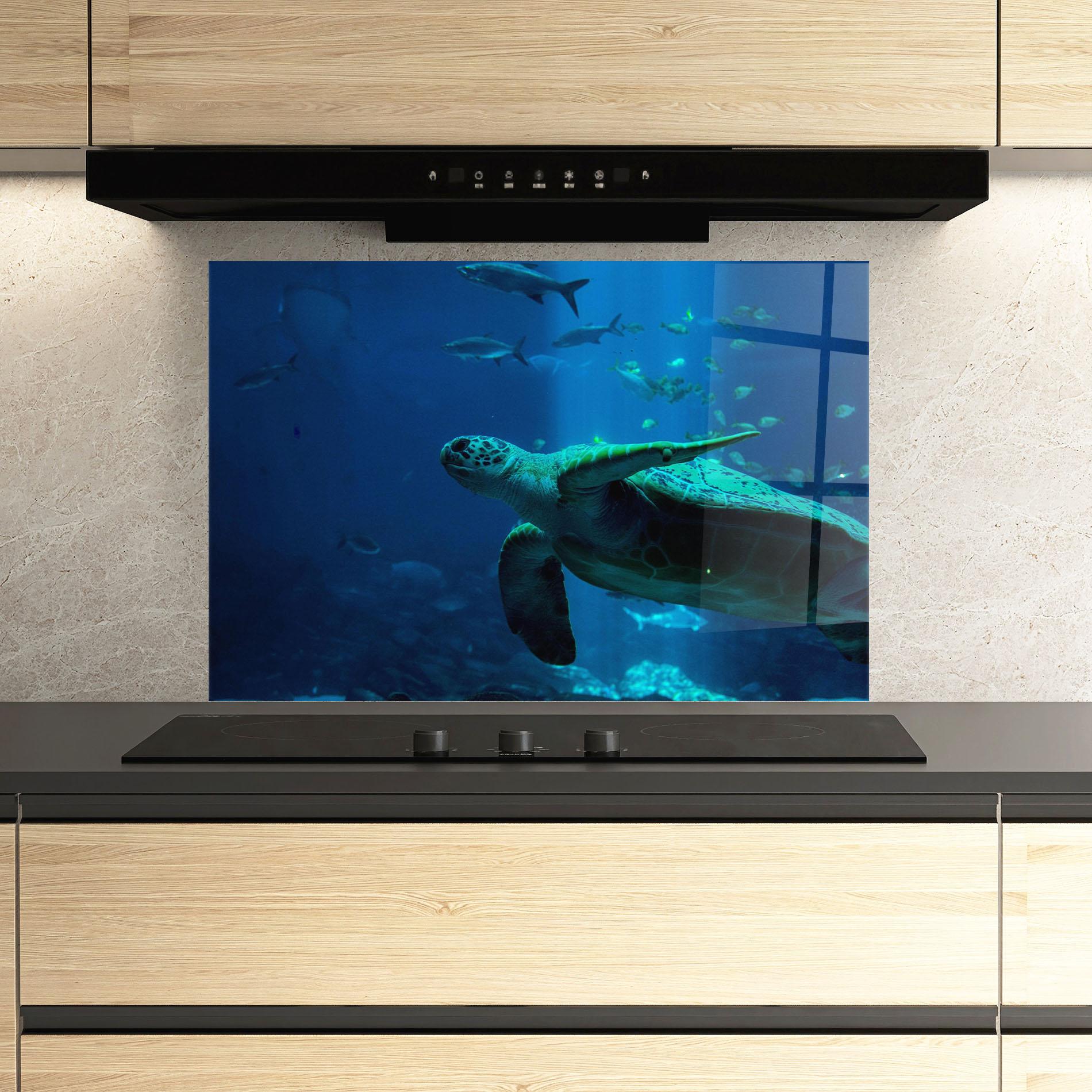 Küchenrückwand Glas Green Turtule mockup 3