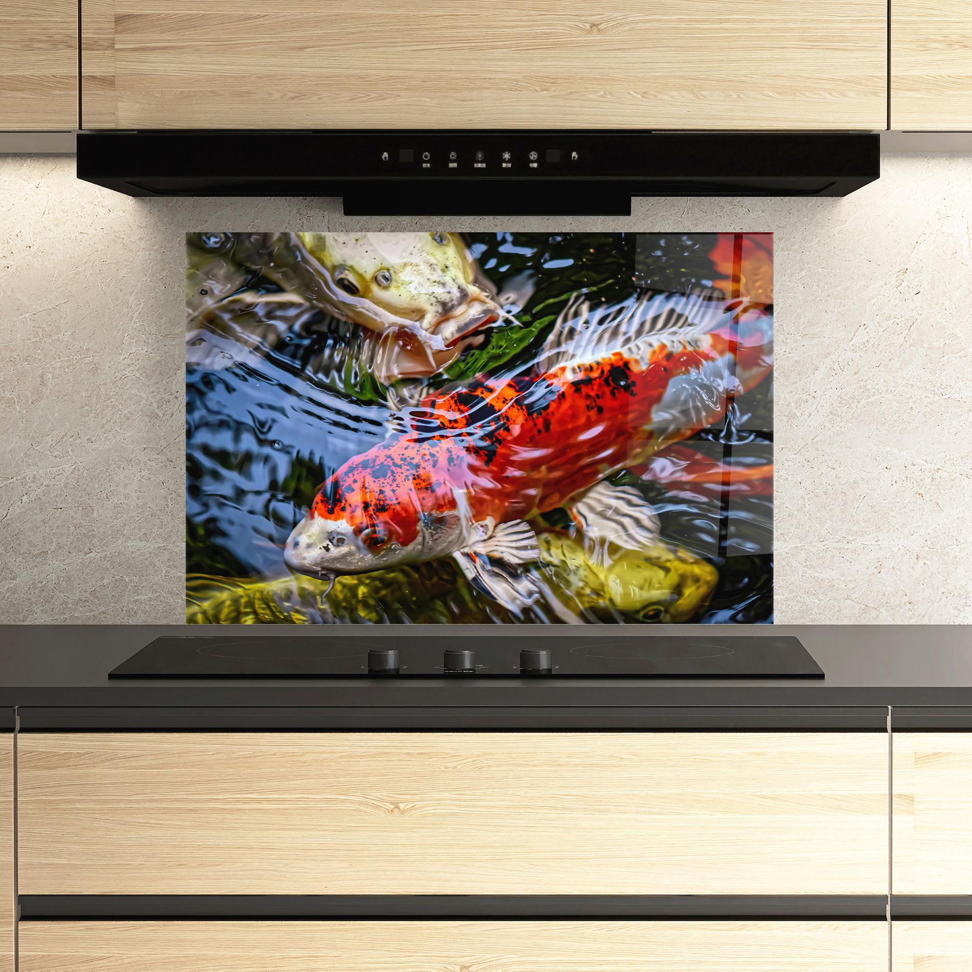 Küchenrückwand Glas Koi mockup 3
