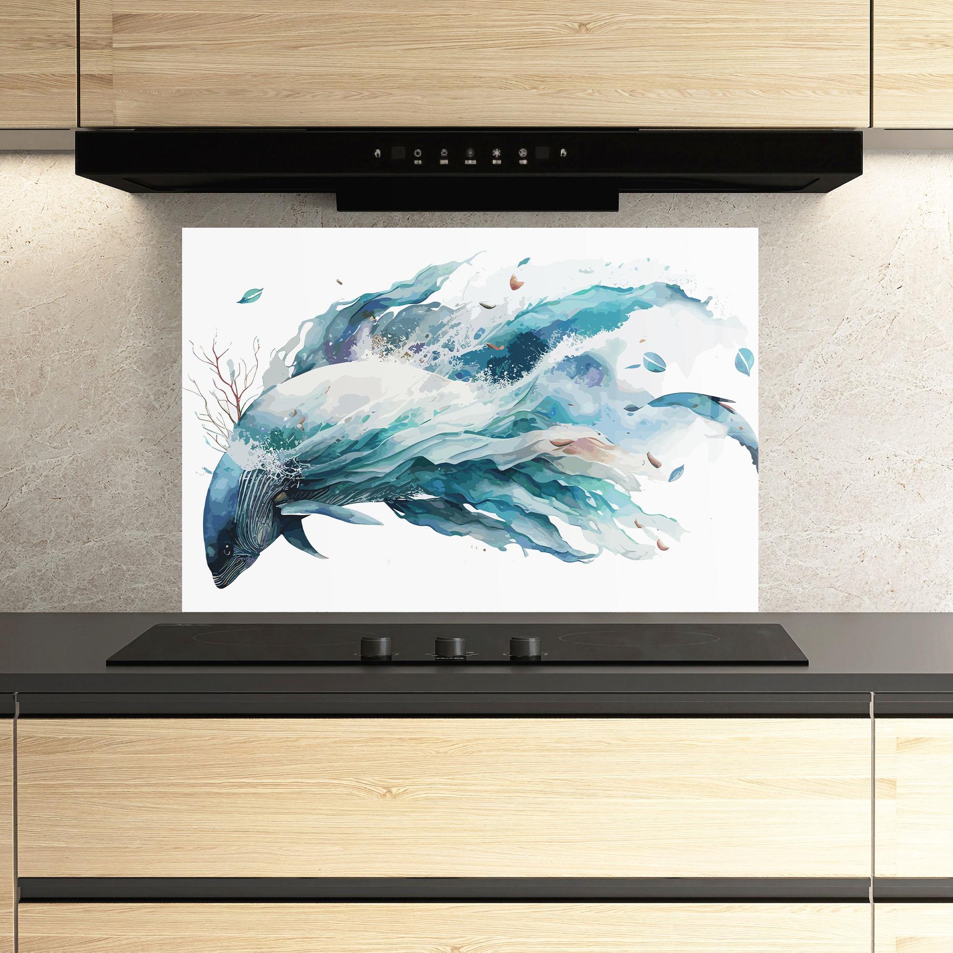 Küchenrückwand Glas Pretty Blue Fish mockup 3