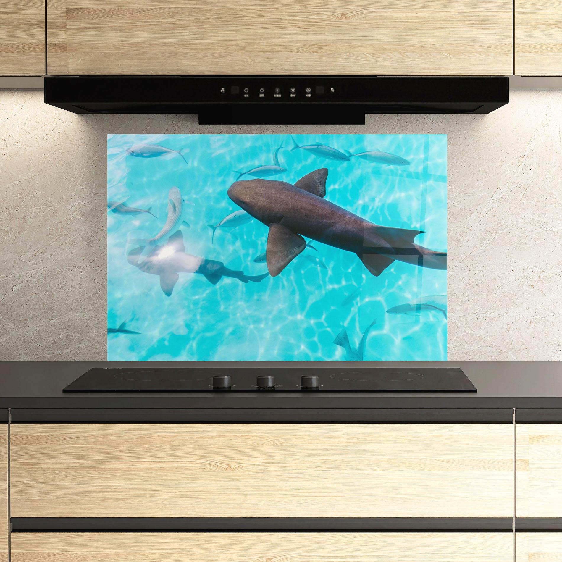 Küchenrückwand Glas Pretty Shark mockup 3