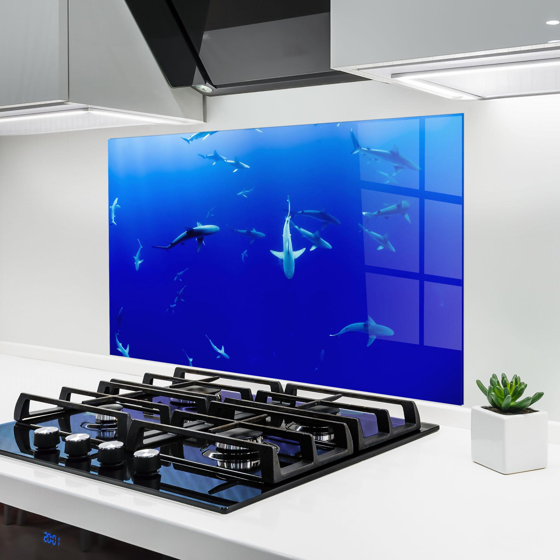 Küchenrückwand Glas Baby Sharks mockup 6