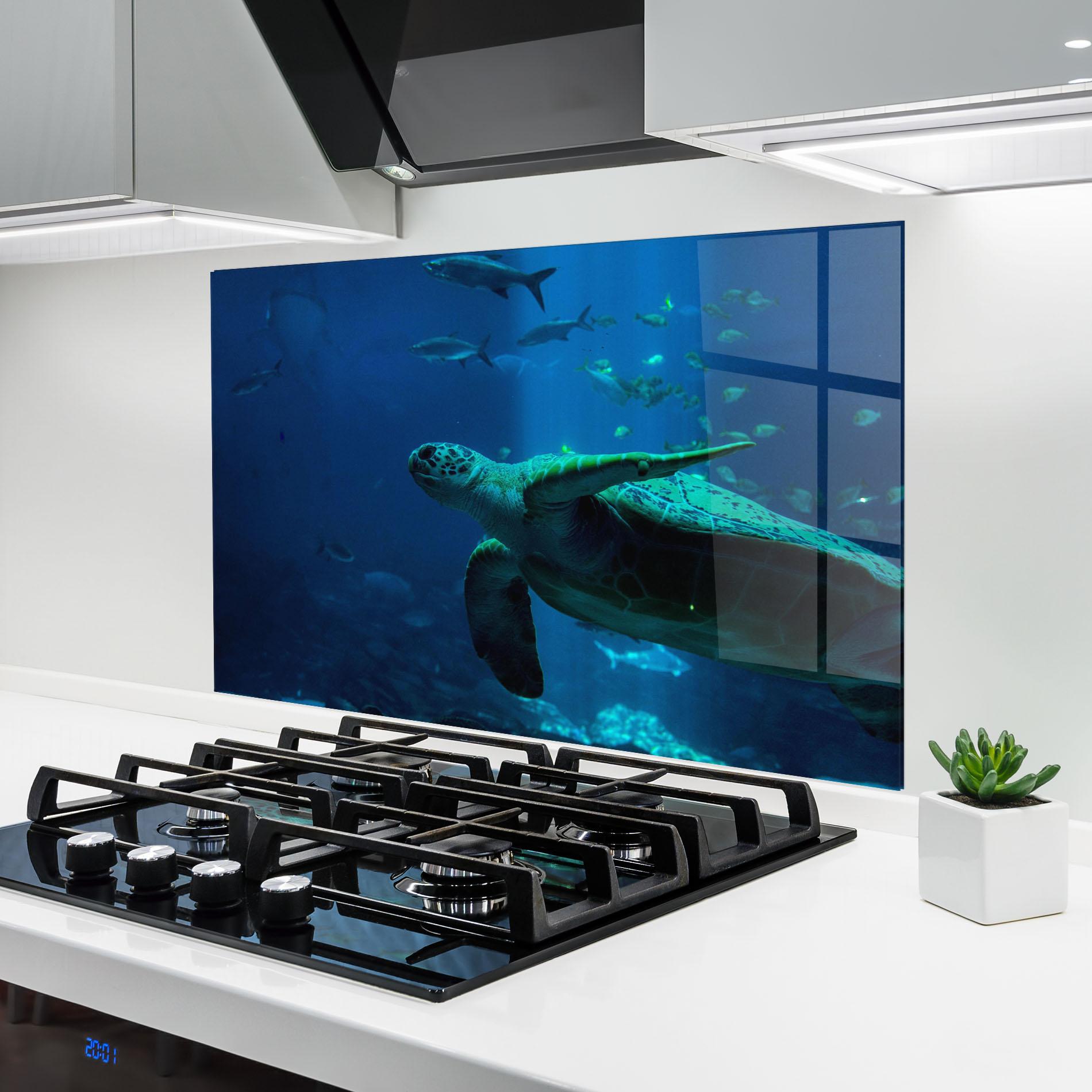 Küchenrückwand Glas Green Turtule mockup 6