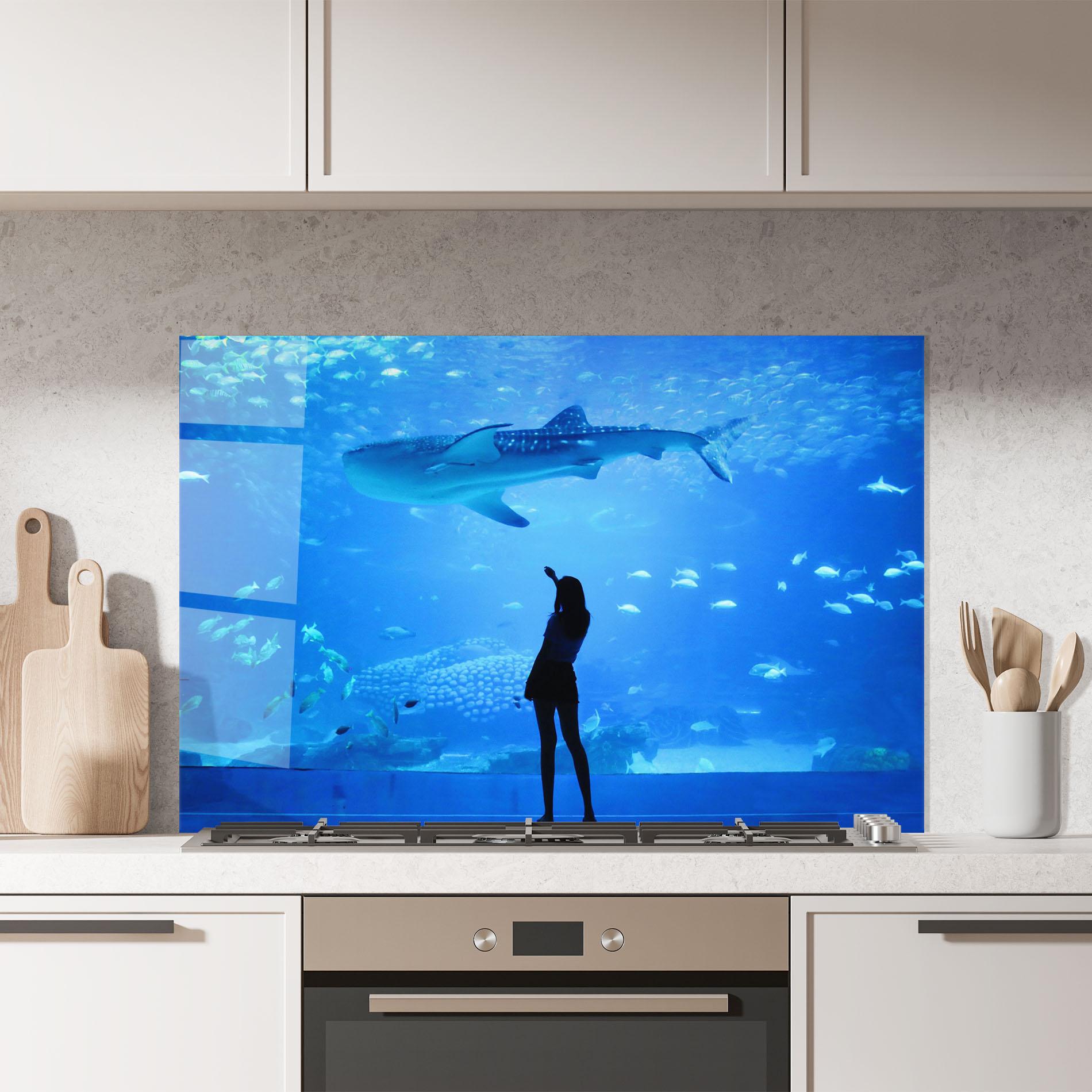 Küchenrückwand Glas Aquarium Girl mockup 7