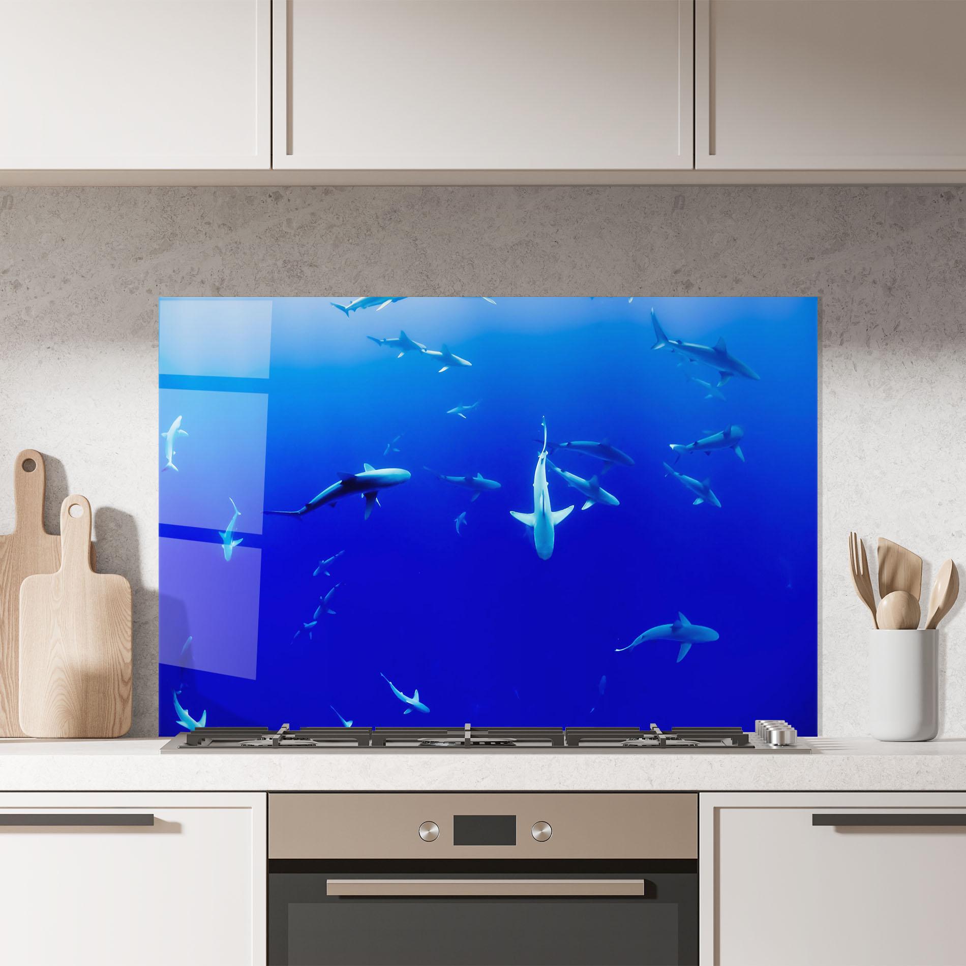 Küchenrückwand Glas Baby Sharks mockup 7