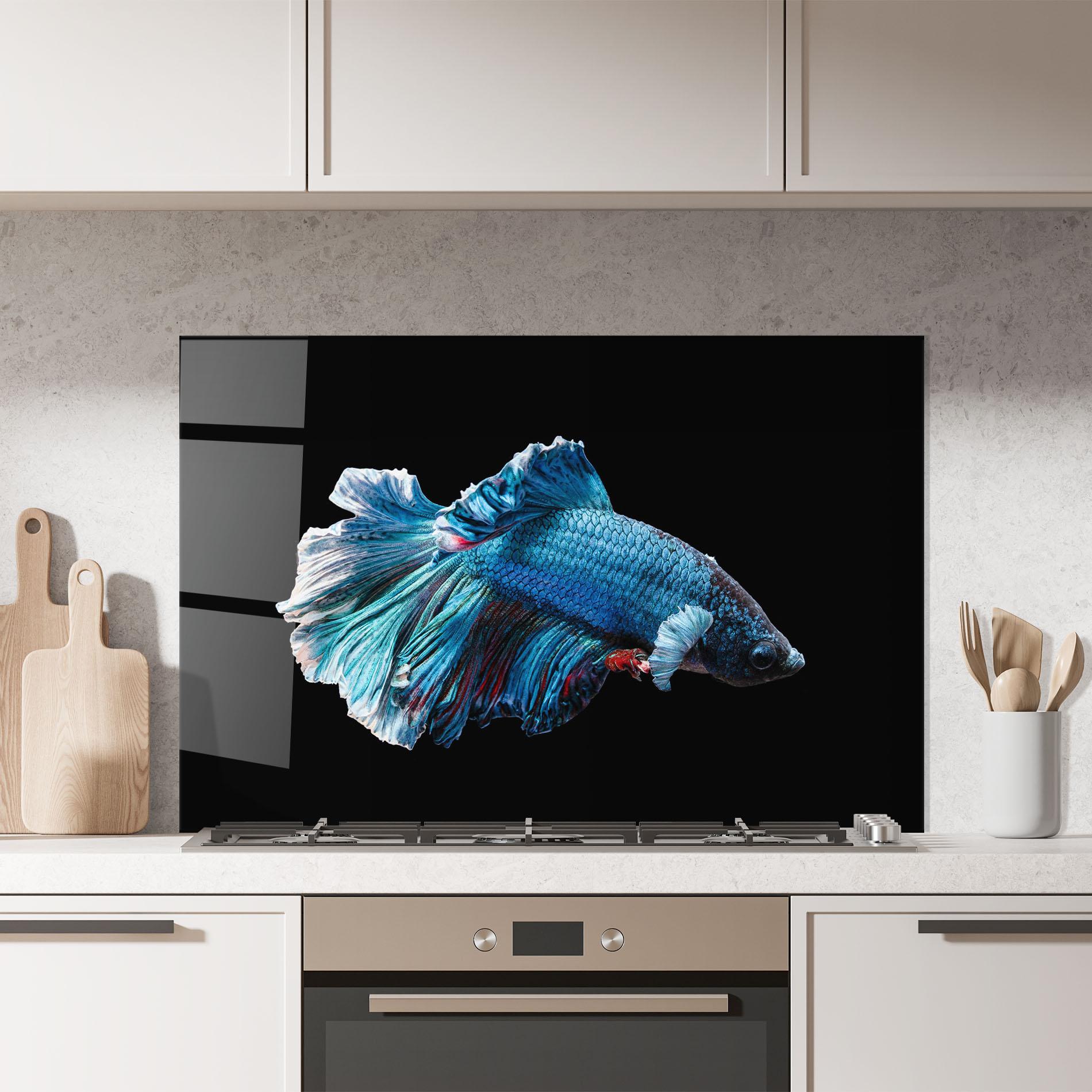 Küchenrückwand Glas Blue Betta mockup 7