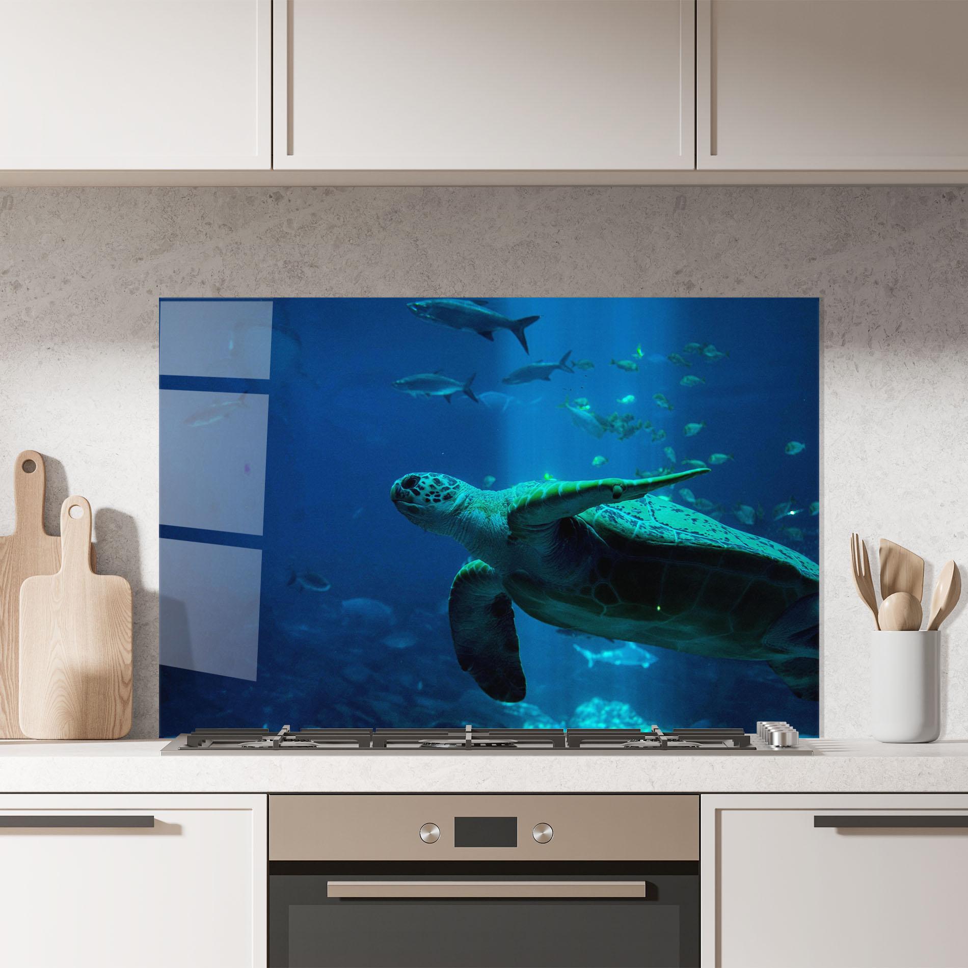 Küchenrückwand Glas Green Turtule mockup 7