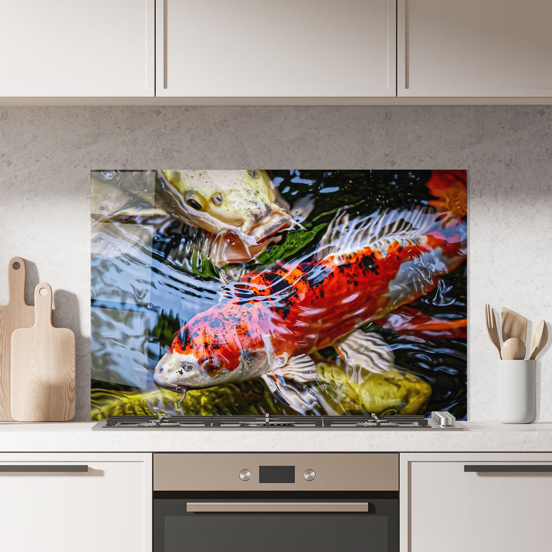 Küchenrückwand Glas Koi mockup 7