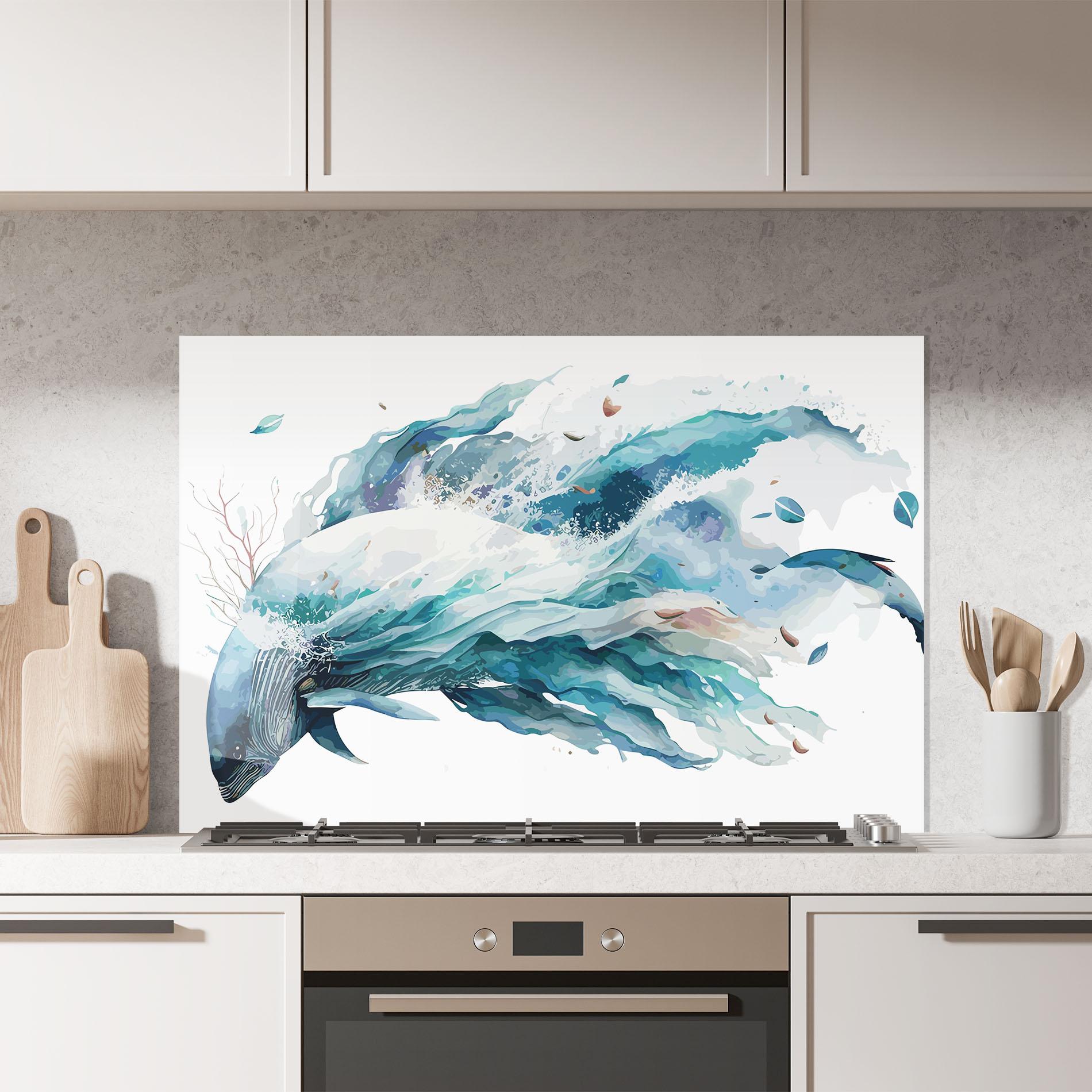 Küchenrückwand Glas Pretty Blue Fish mockup 7