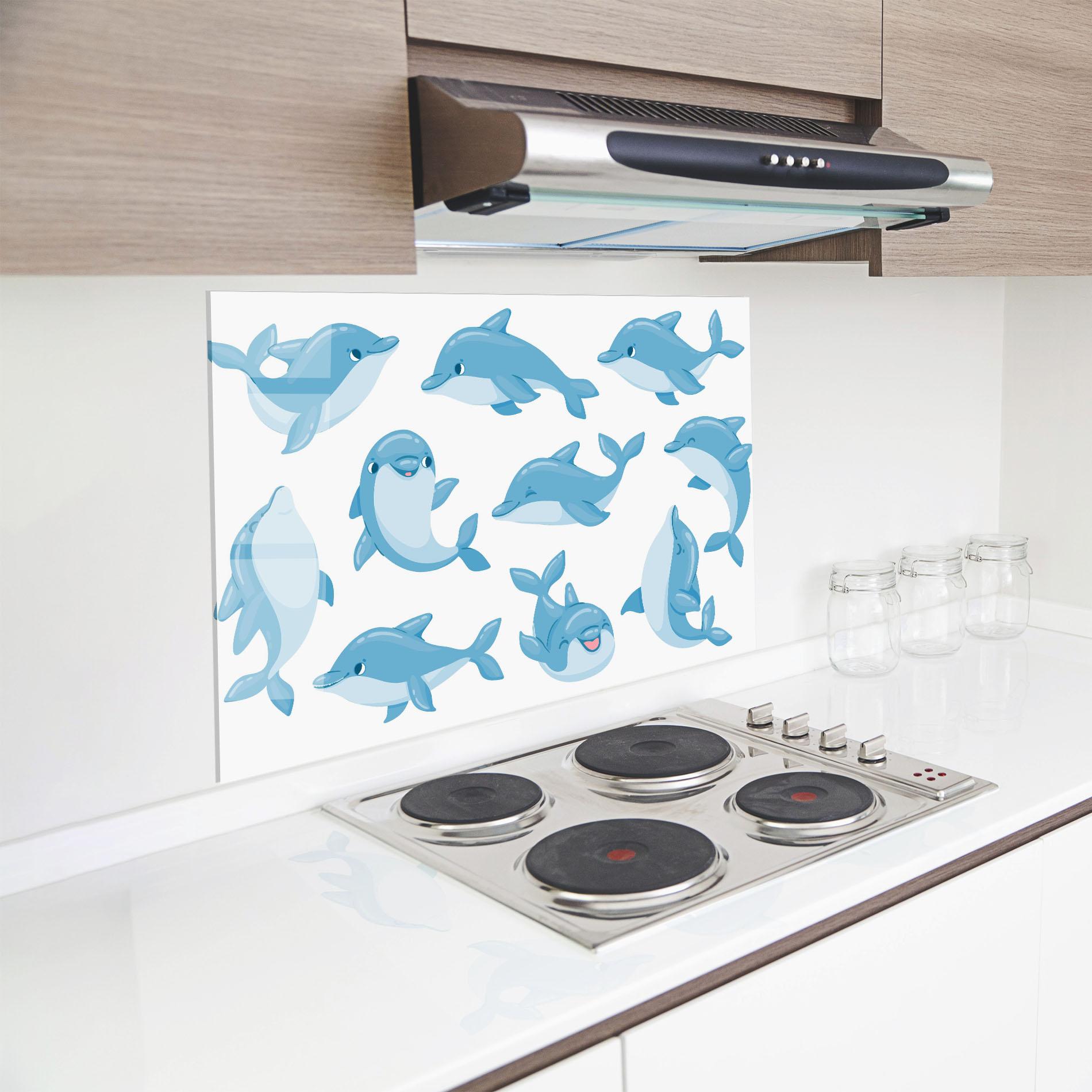 Küchenrückwand Glas Dolphin mockup 8