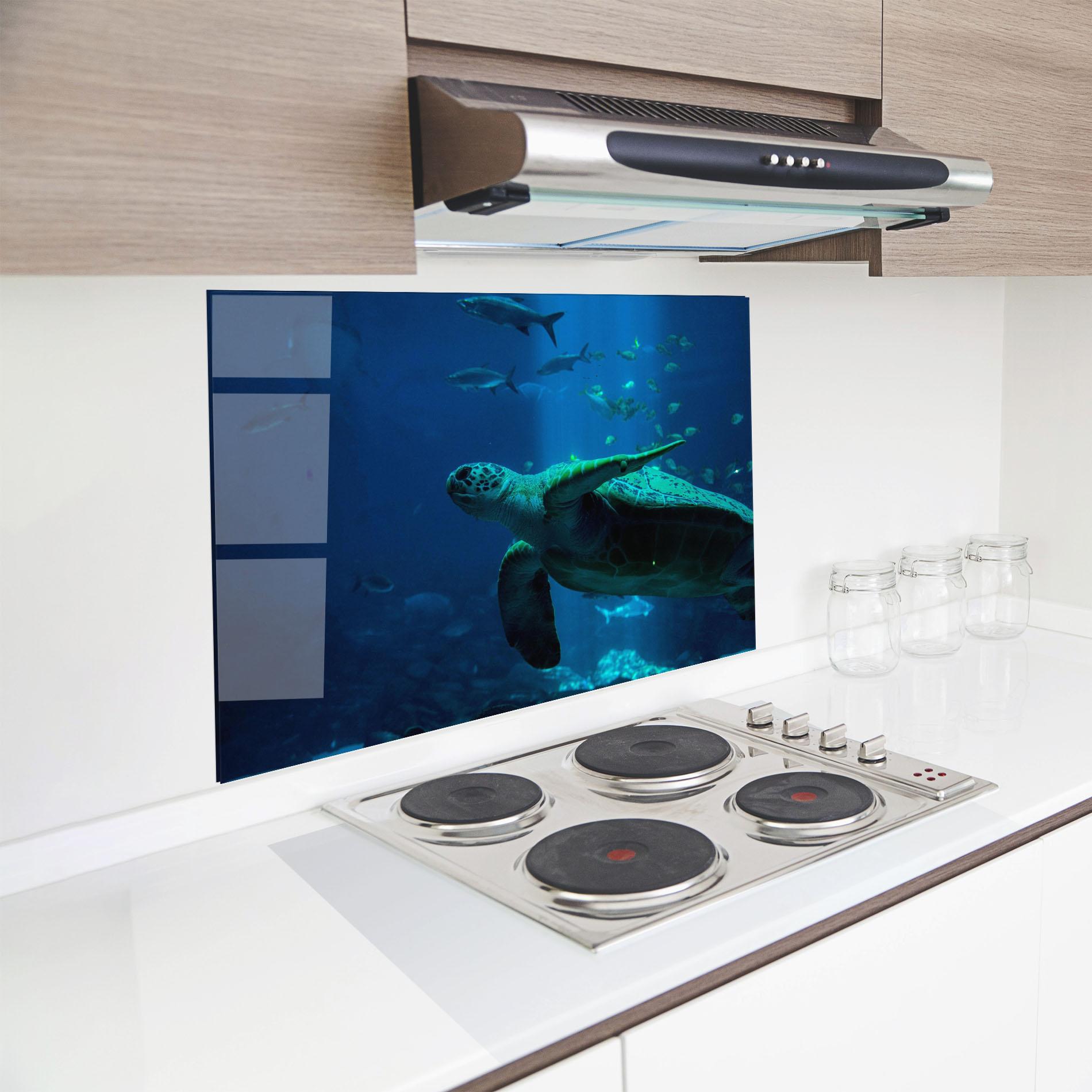 Küchenrückwand Glas Green Turtule mockup 8