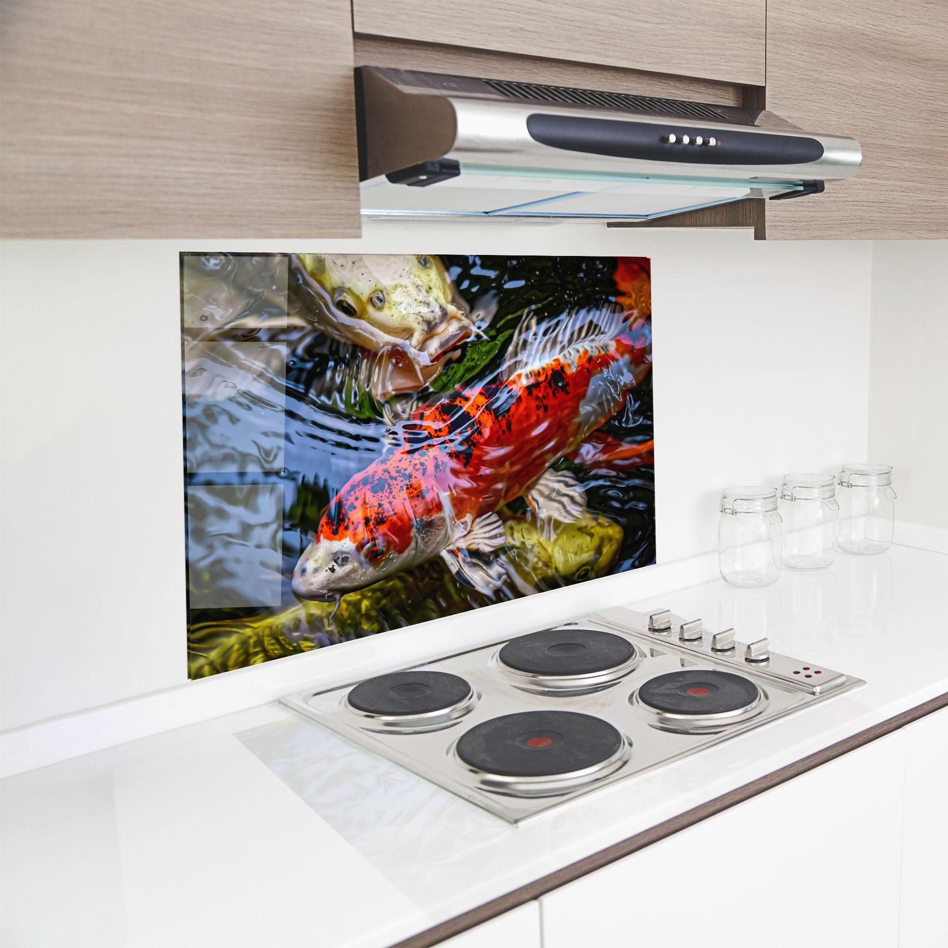 Küchenrückwand Glas Koi mockup 8