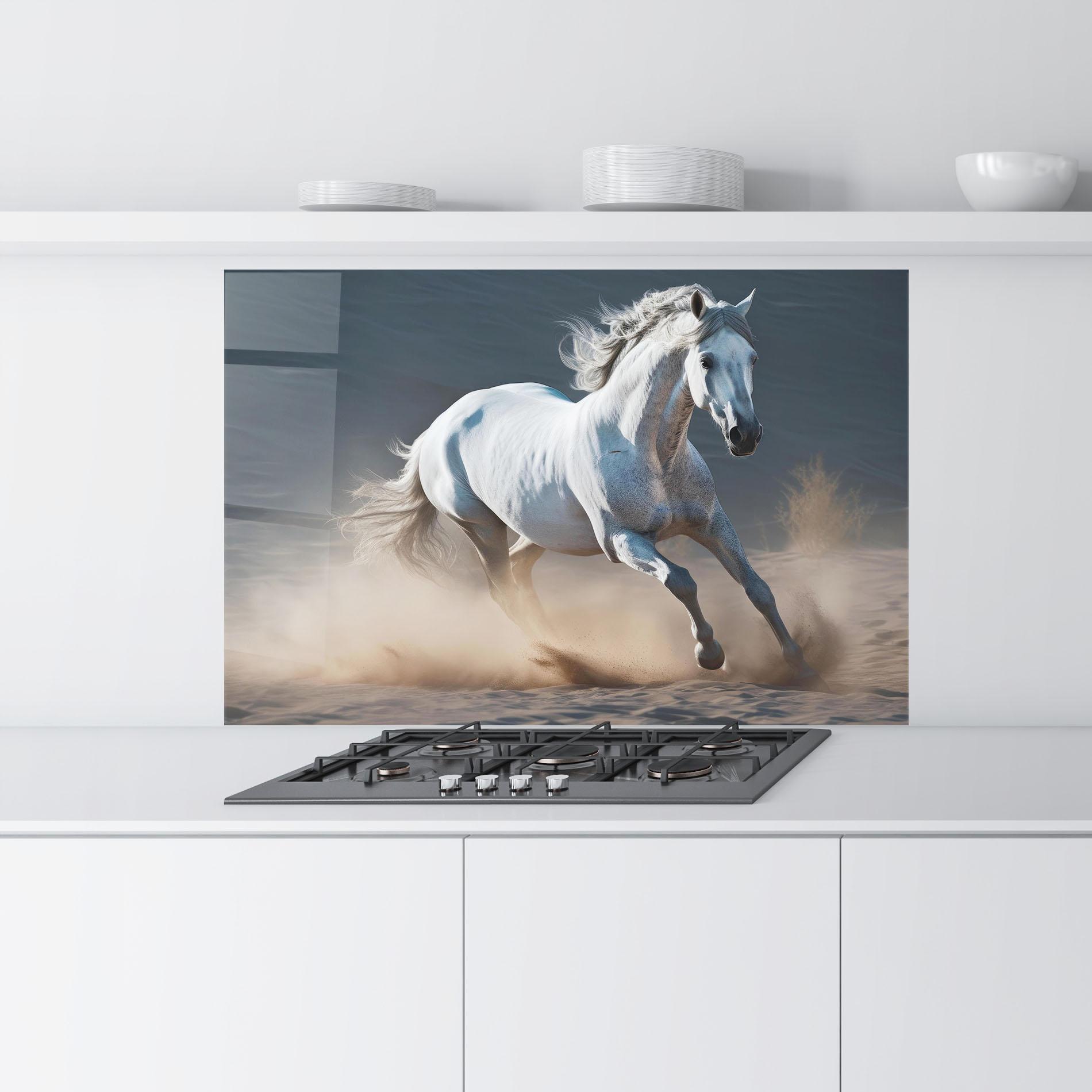 Küchenrückwand Glas Desert Horse mockup 9