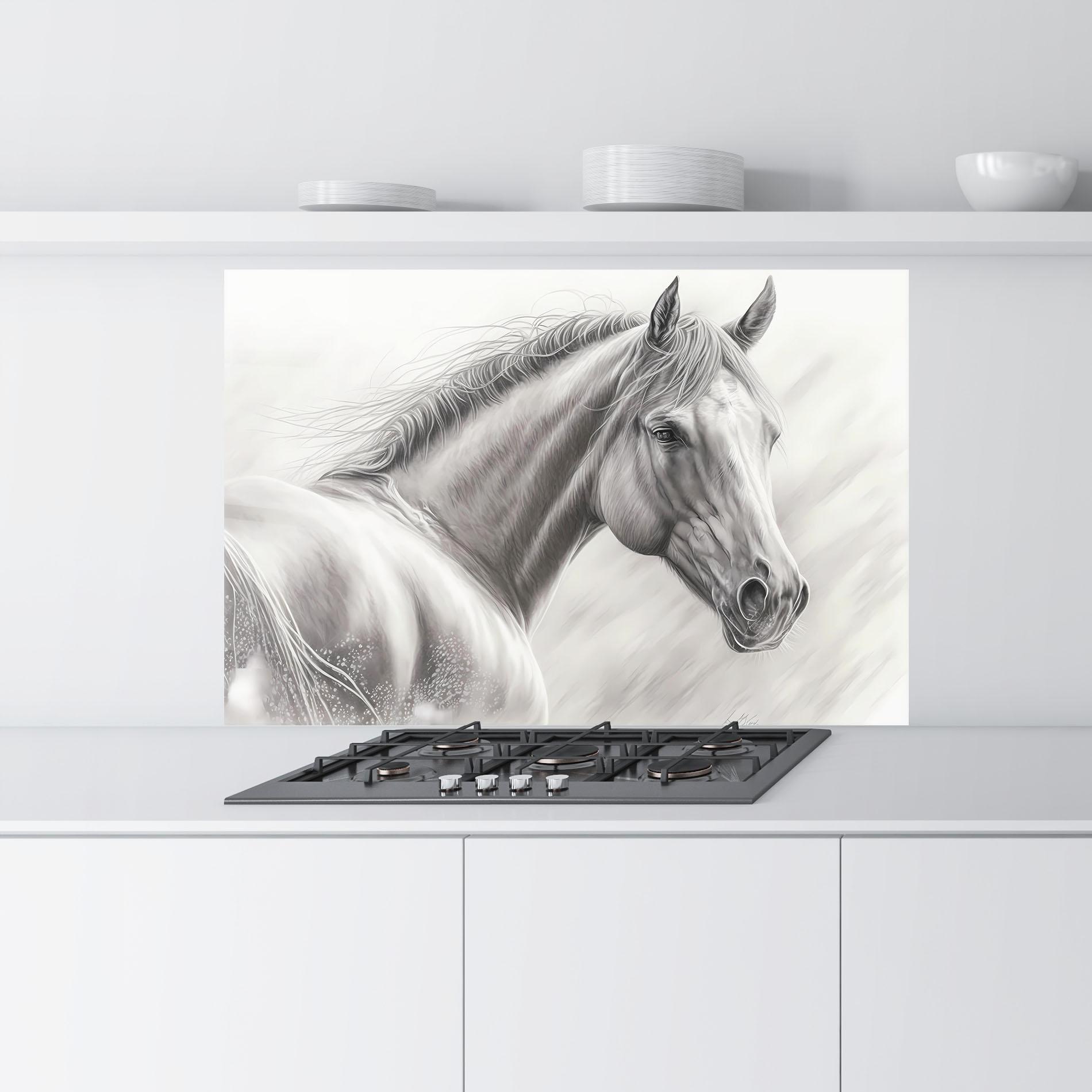 Küchenrückwand Glas Pencil Horse Drawing mockup 9