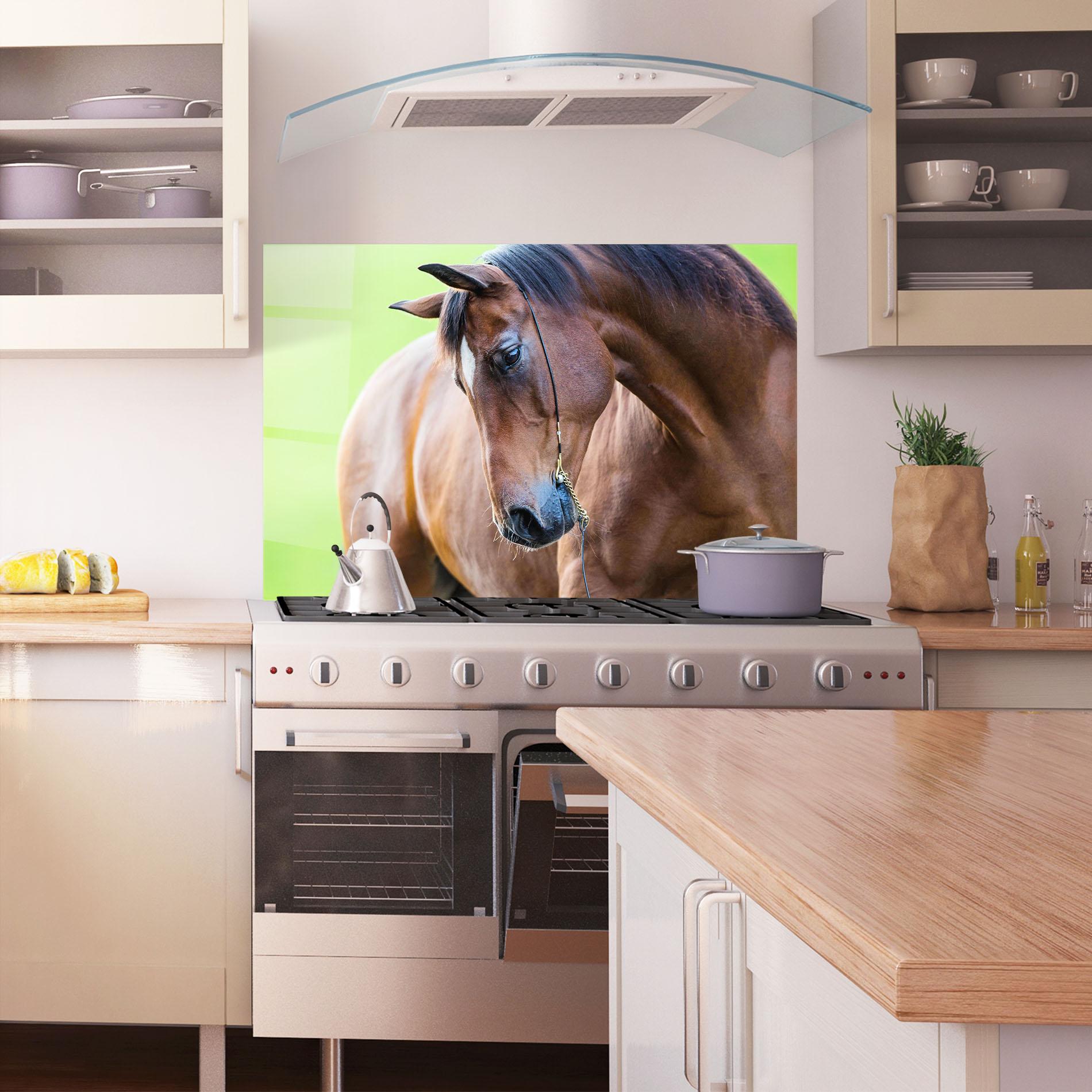Küchenrückwand Glas Horse Head Portrait mockup 1