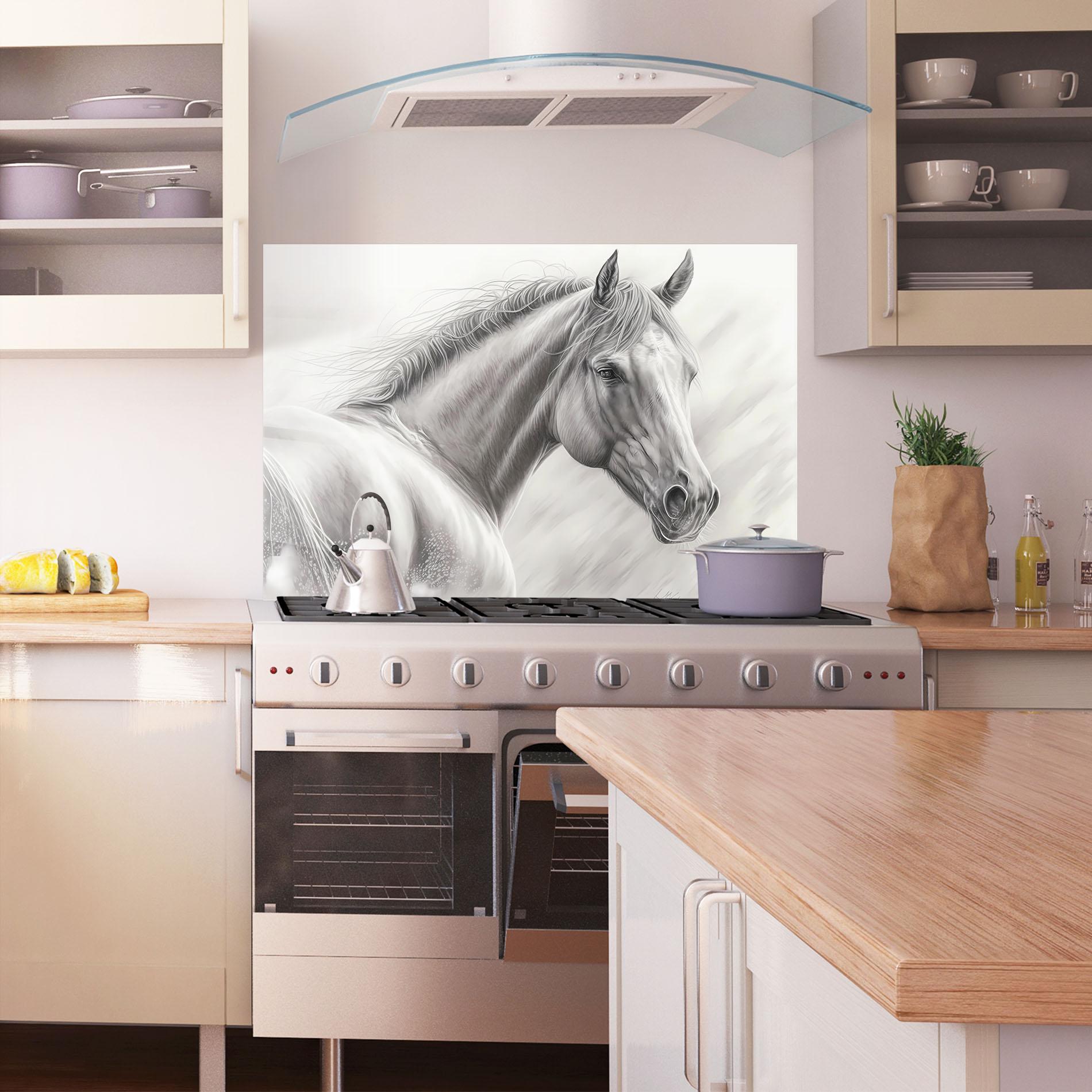 Küchenrückwand Glas Pencil Horse Drawing mockup 1