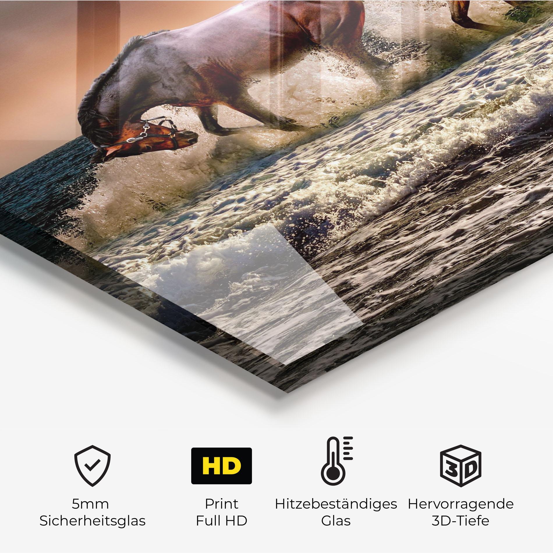 Küchenrückwand Glas Horse In Sea mockup 2