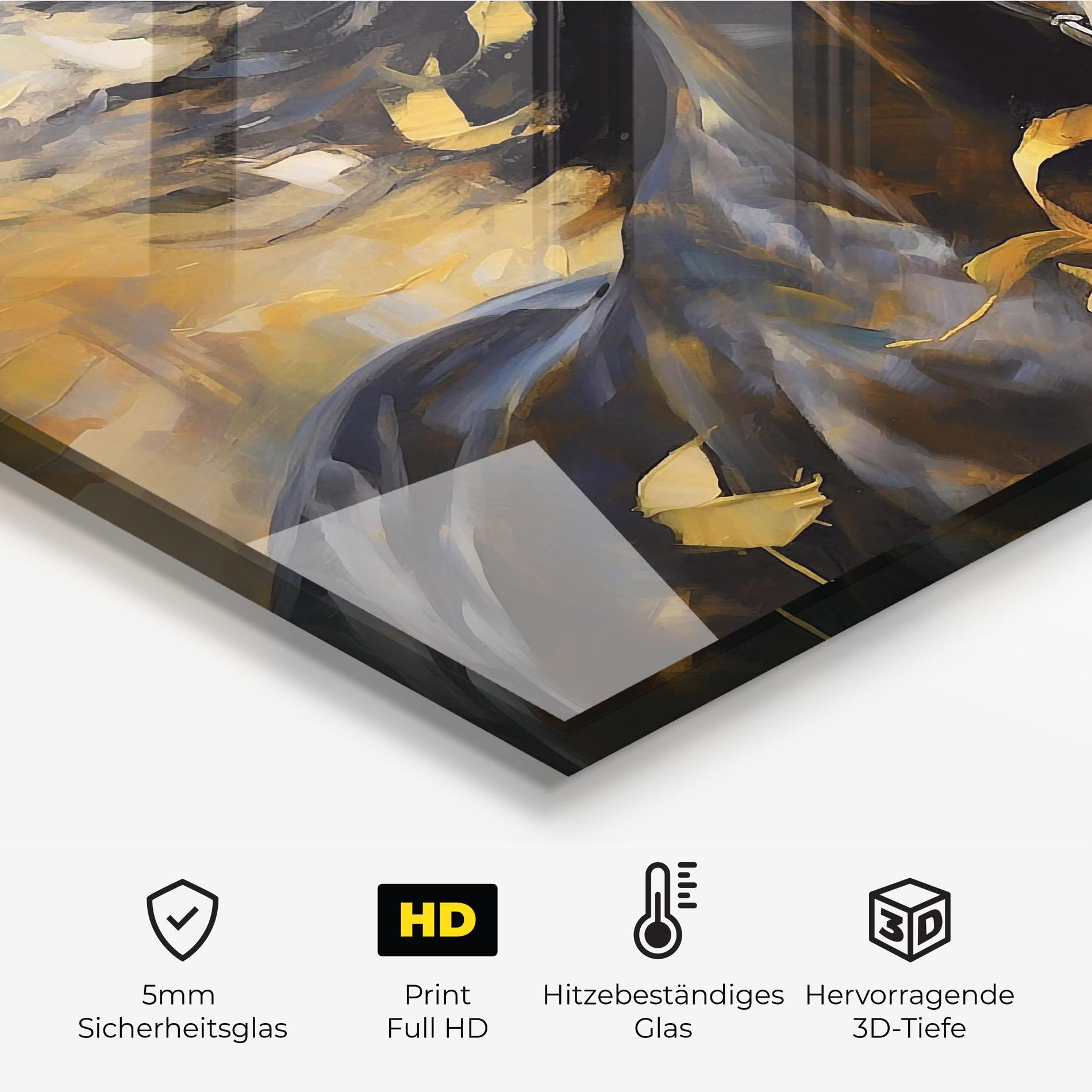 Küchenrückwand Glas Yellow Roses Horse mockup 2