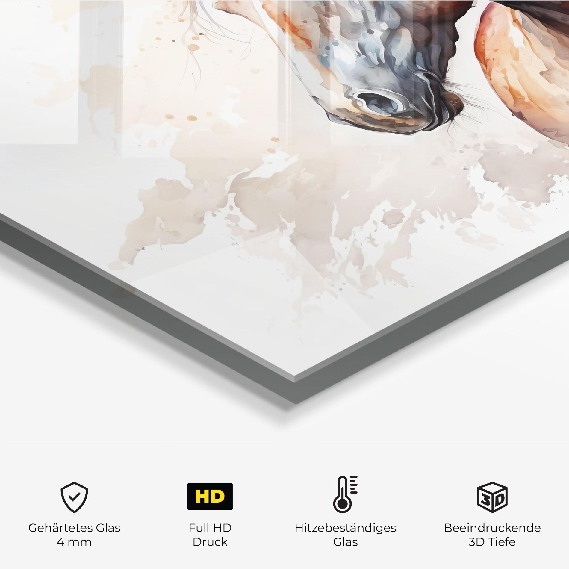 Küchenrückwand Glas Black Brown Horse Painting mockup 2