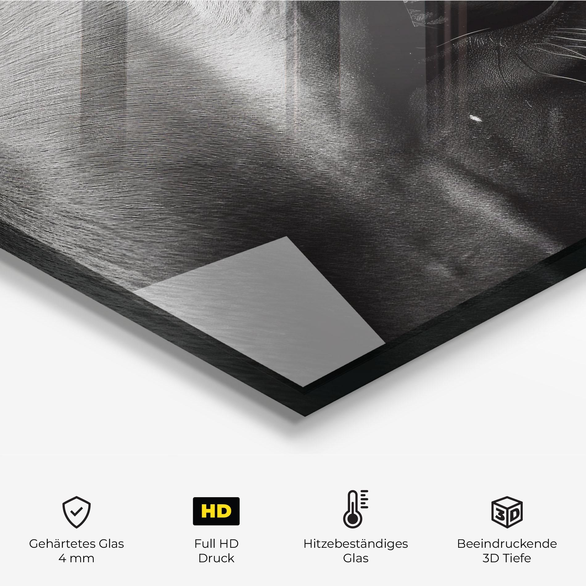 Küchenrückwand Glas Black Horse Eye mockup 2