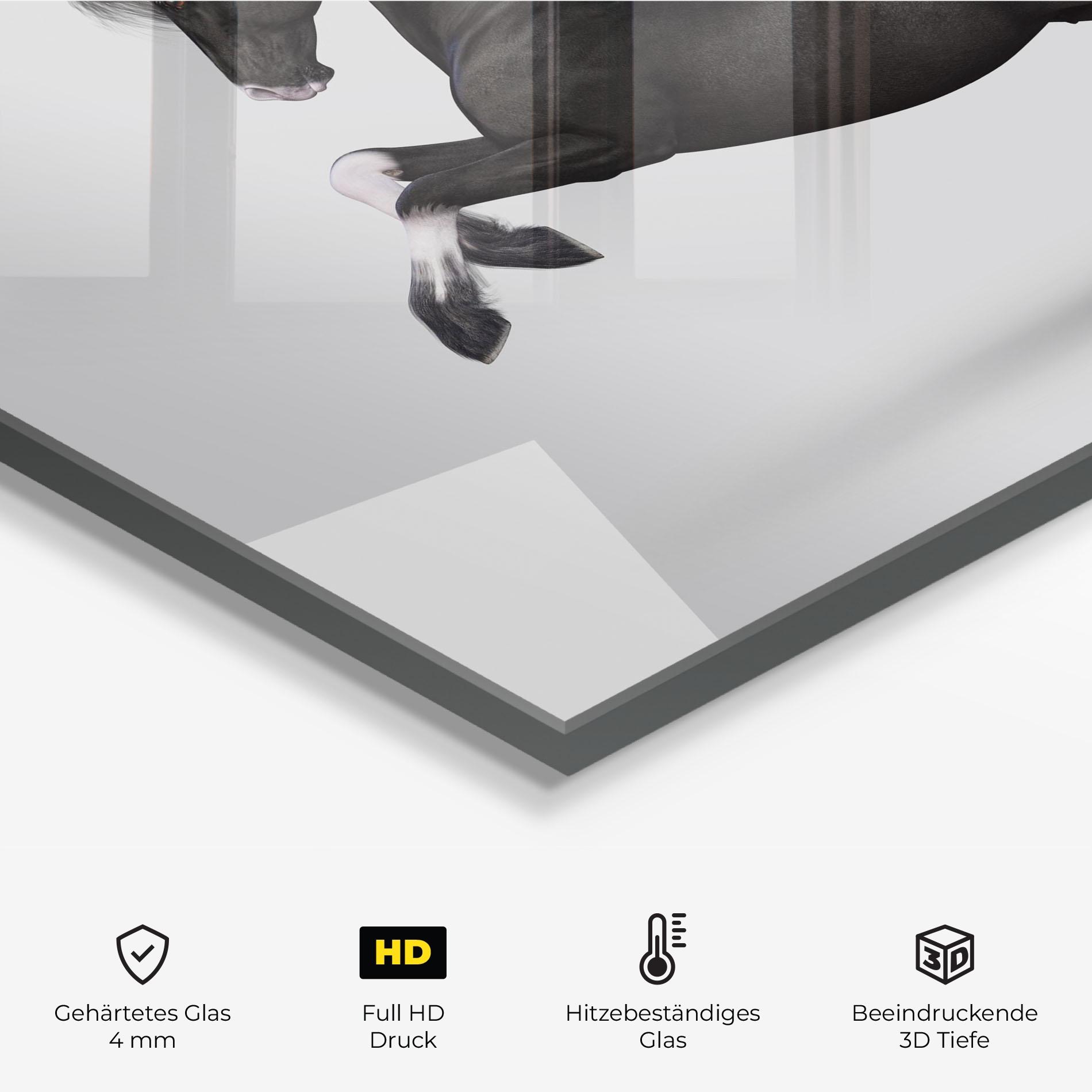Küchenrückwand Glas Black Horse Galloping mockup 2