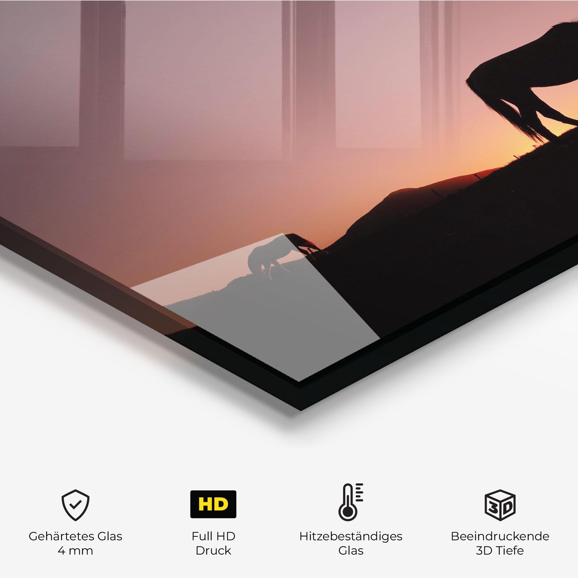 Küchenrückwand Glas Horse Silhouette mockup 2