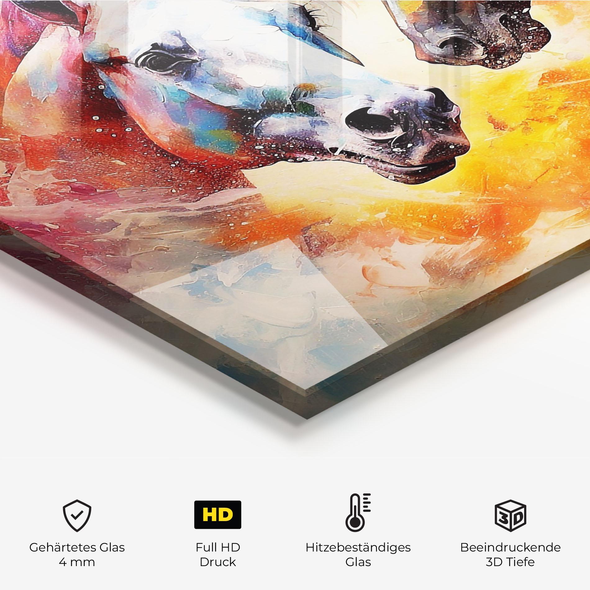 Küchenrückwand Glas Horses Color Mix mockup 2